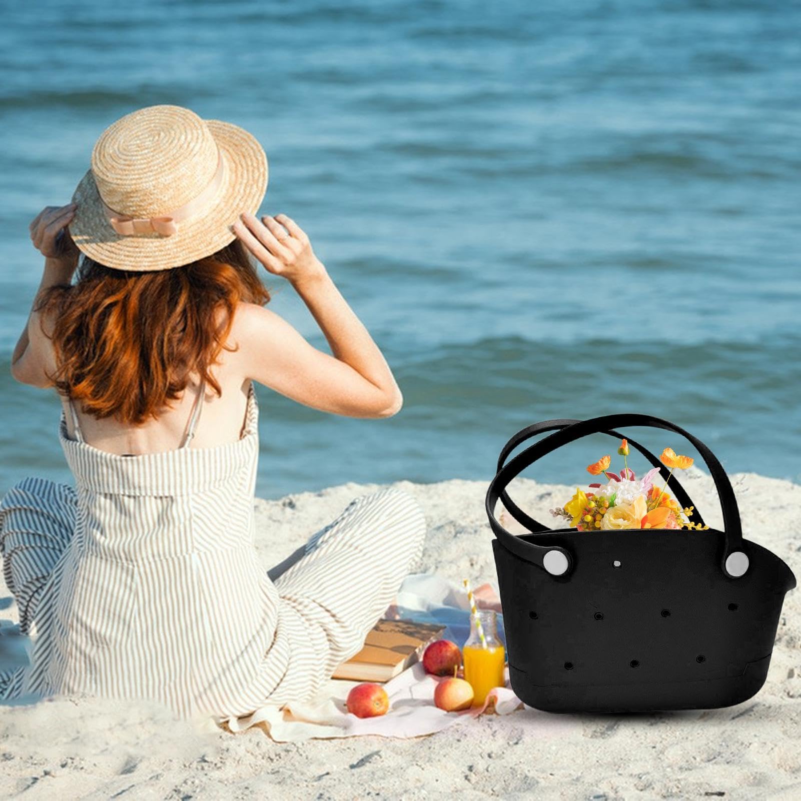 Bolsa de playa de goma, bolsa de playa pequeña, resistente a la arena y lavable, accesorios de viaje portátiles para hombres y mujeres