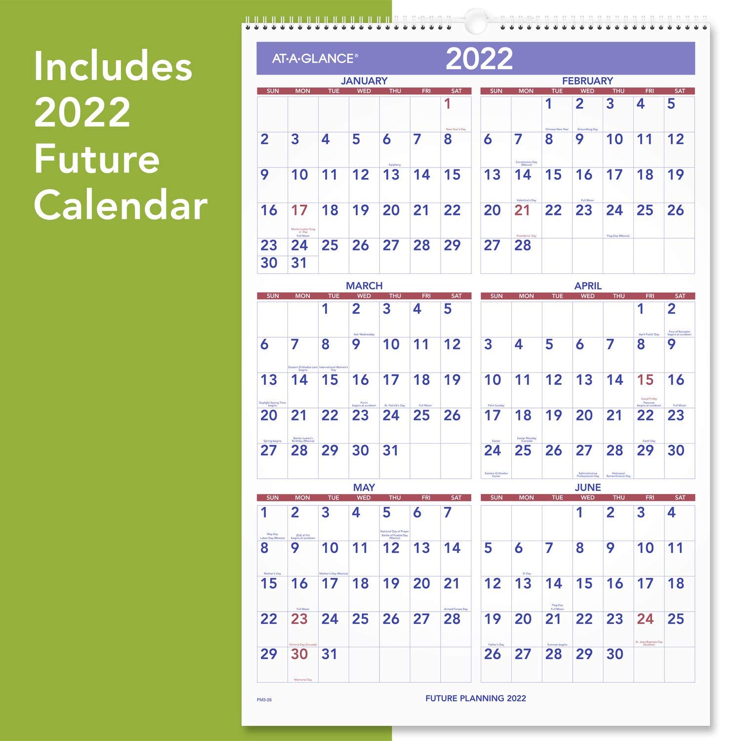 AT-A-GLANCE, Wandkalender 2021, 39,5 x 57,9 cm, groß, monatlich, Spiralbindung (PM32821)