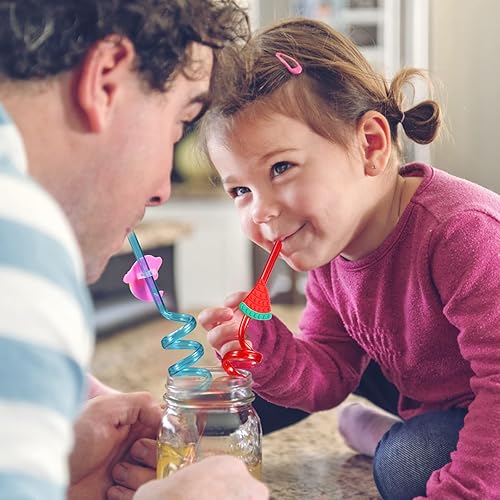 Miniatura 7 de 24 pajitas de plástico para beber para fiestas de cumpleaños, 8 diseños de Pop Fidget ideales para suministros de fiesta pop con 2 cepillos de