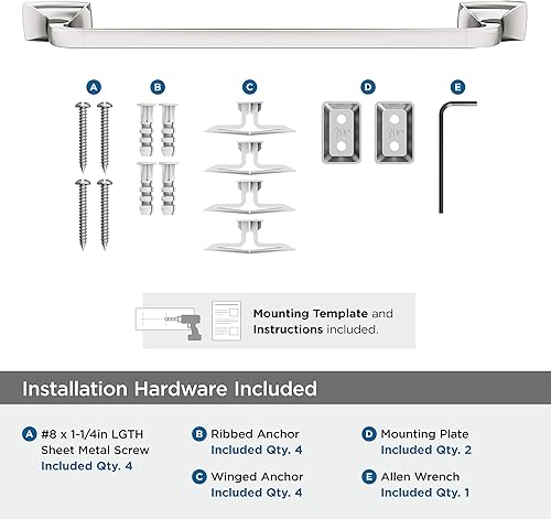 Vista 79 de Amerock BH36012BBZ - Toallero dorado champán Accesorio de baño Highland Ridge 7-7/16 pulgadas (7.441 in) de longitud Toallero de mano