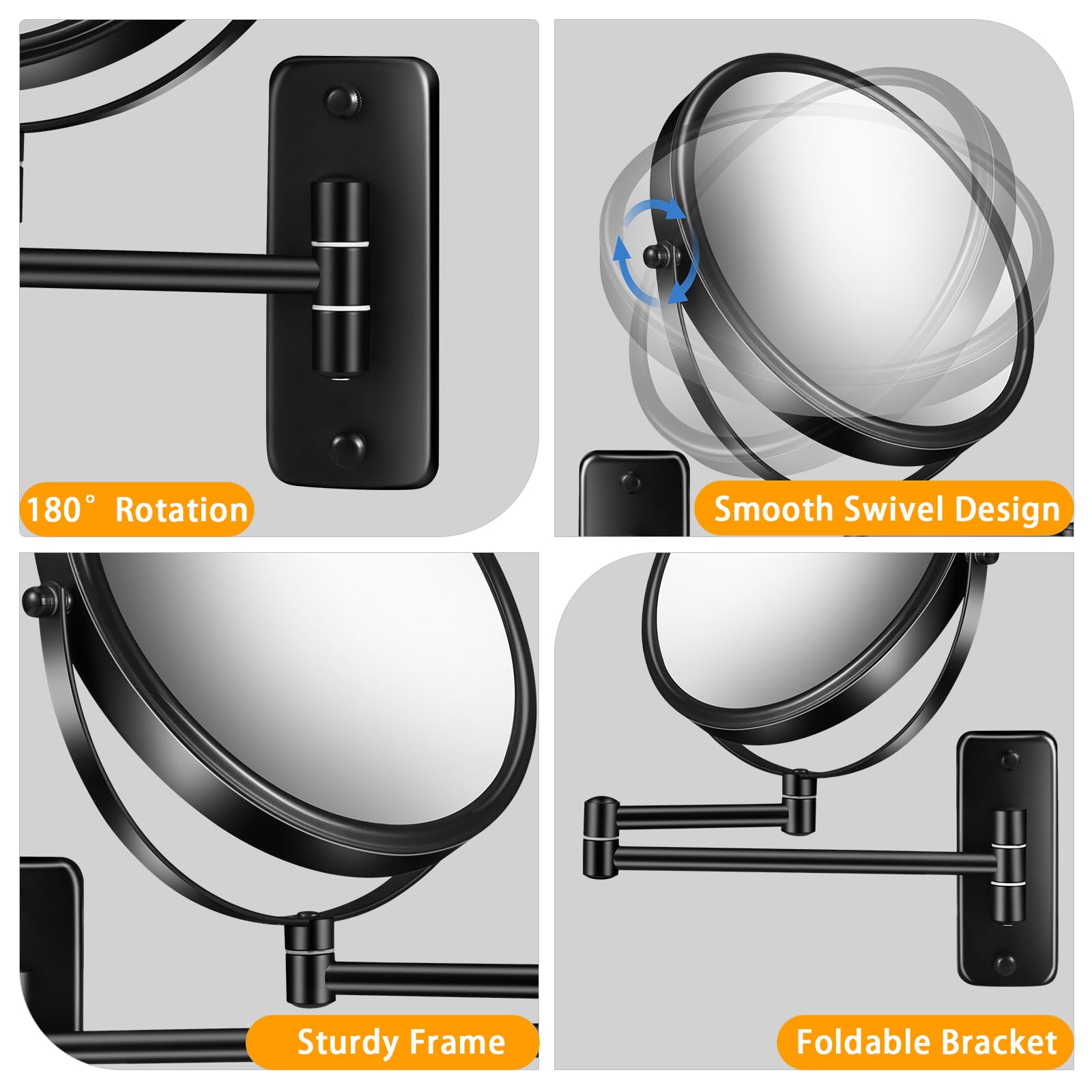 Specchio Da Trucco Con Ingrandimento 10x - Montaggio A Parete, Girevole 360°, Ø20.3cm - Foto 2