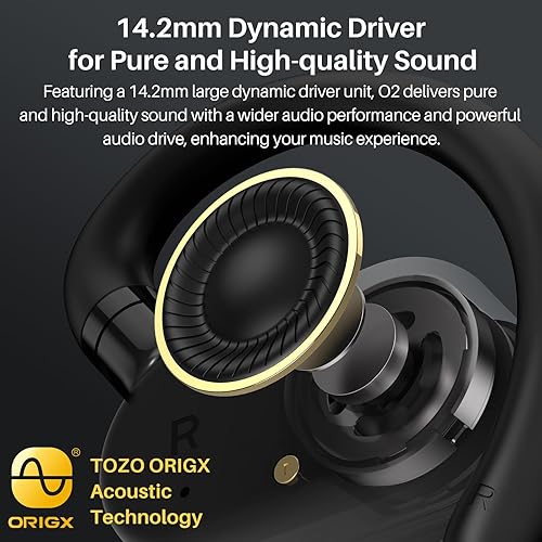Miniatura 4 de TOZO O2 Auriculares Inalámbricos True Open Ear Ligeros con Ajuste Multi-Ángulo, Auriculares Bluetooth 5.3 con Diseño de Doble Eje para Comodidad