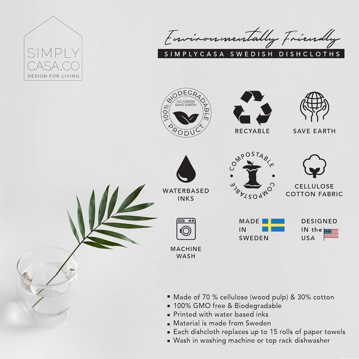 Wееklу Tор Sаlе SIMPLYCASA Long Swedish Dishcloth Sponge Pack of 5, Eco-Friendly 100% Biodegradable Cellulose Sponge Cleaning Cloths, Kitchen Cloths, Cloth Made from Sweden 🔥 SIMPLYCASA Long Swedish Dishcloth Sponge Pack of 5, Eco-Friendly 100% Biodegradable Cellulose Sponge Cleaning Cloths, Kitchen Cloths, Cloth Made from Sweden