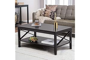 ChooChoo Black Coffee Table with Thicker Legs for Living Room