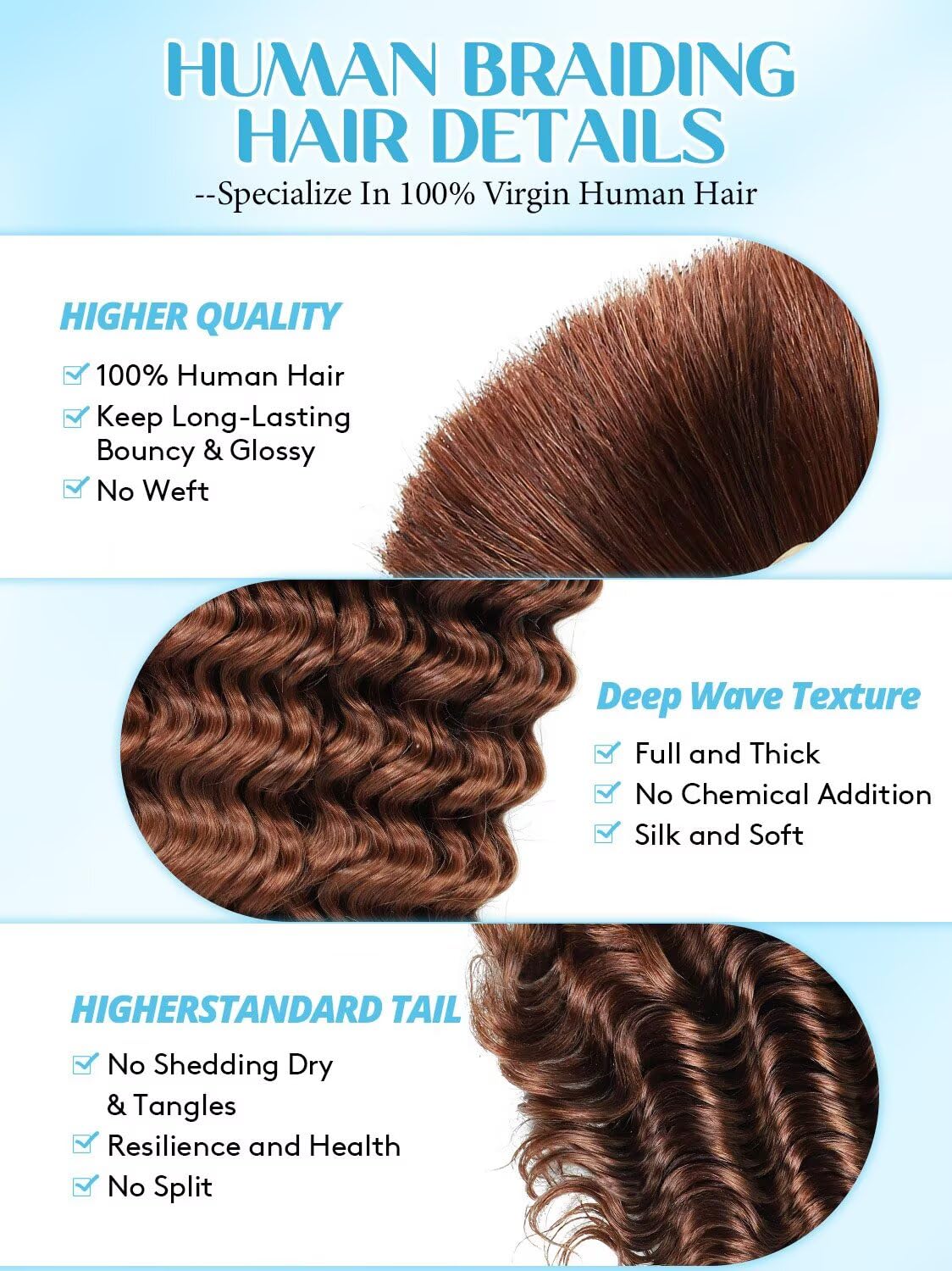 Brazilian Remy Virgin Human Hair Braiding Hair for Boho Styles