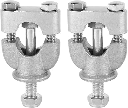 Motorcycle Handlebar Risers, 1 Pair 7/8 22mm Silver Handle Bar Mount Mounting Riser Clamp For ATV Motorcycle