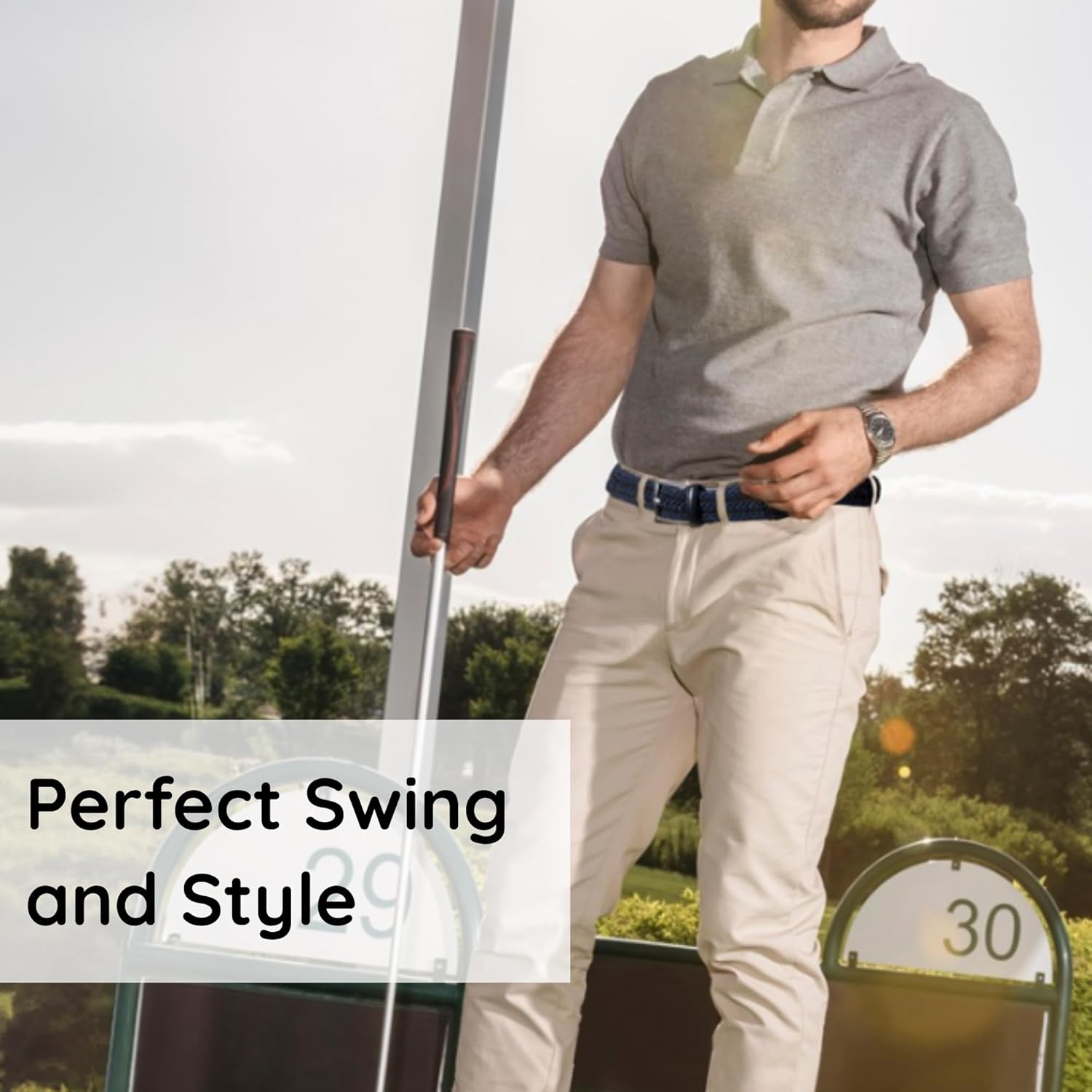 Golf Belts for Men - Classic Braided Belt for Jeans, Pants and Slacks, Gifts for Him (Indigo)