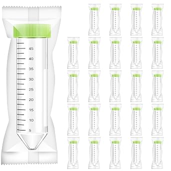 Centrifuge Tubes 50mL,Sterile Individually Packaged Wrapped,Conical Tubes, Leak-Proof Caps, with Clear Graduations and Writing Marks, Non-pyrogenic, DNase/RNase Free, DNA Free. 25