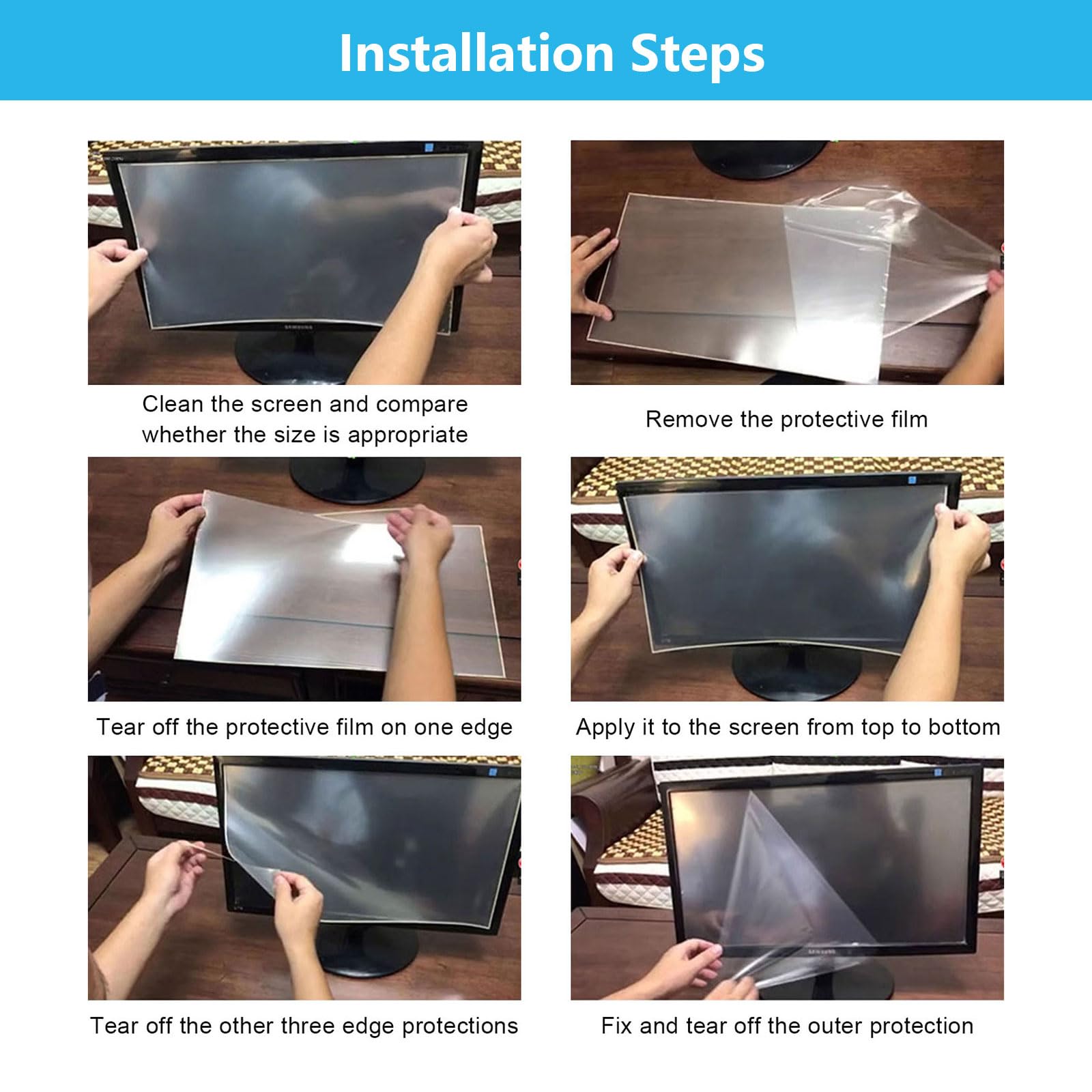 Protector De Pantalla Para TV Con Filtro De Luz Azul, Lámina Mate Antirrayaduras Que Bloquea La Luz Azul, Fácil Instalación para Pantallas LCD, LED Y OLED,65" 1429x804mm