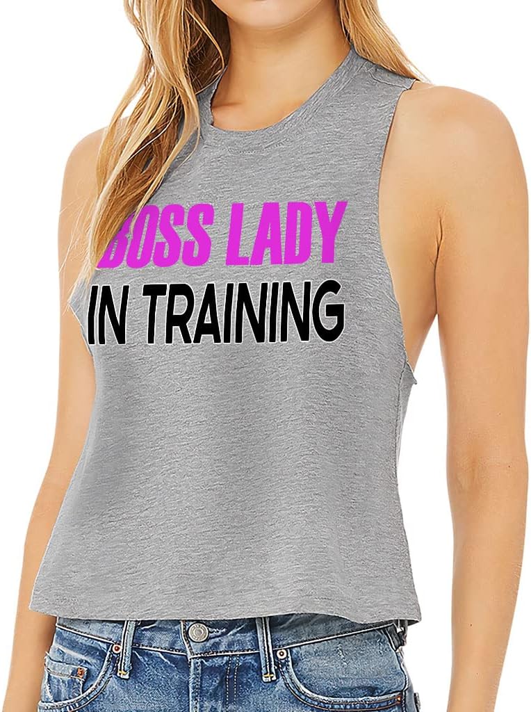 Boss Lady in Training Racerback Cropped Tank - Funny Women's Tank - Graphic Tank Top