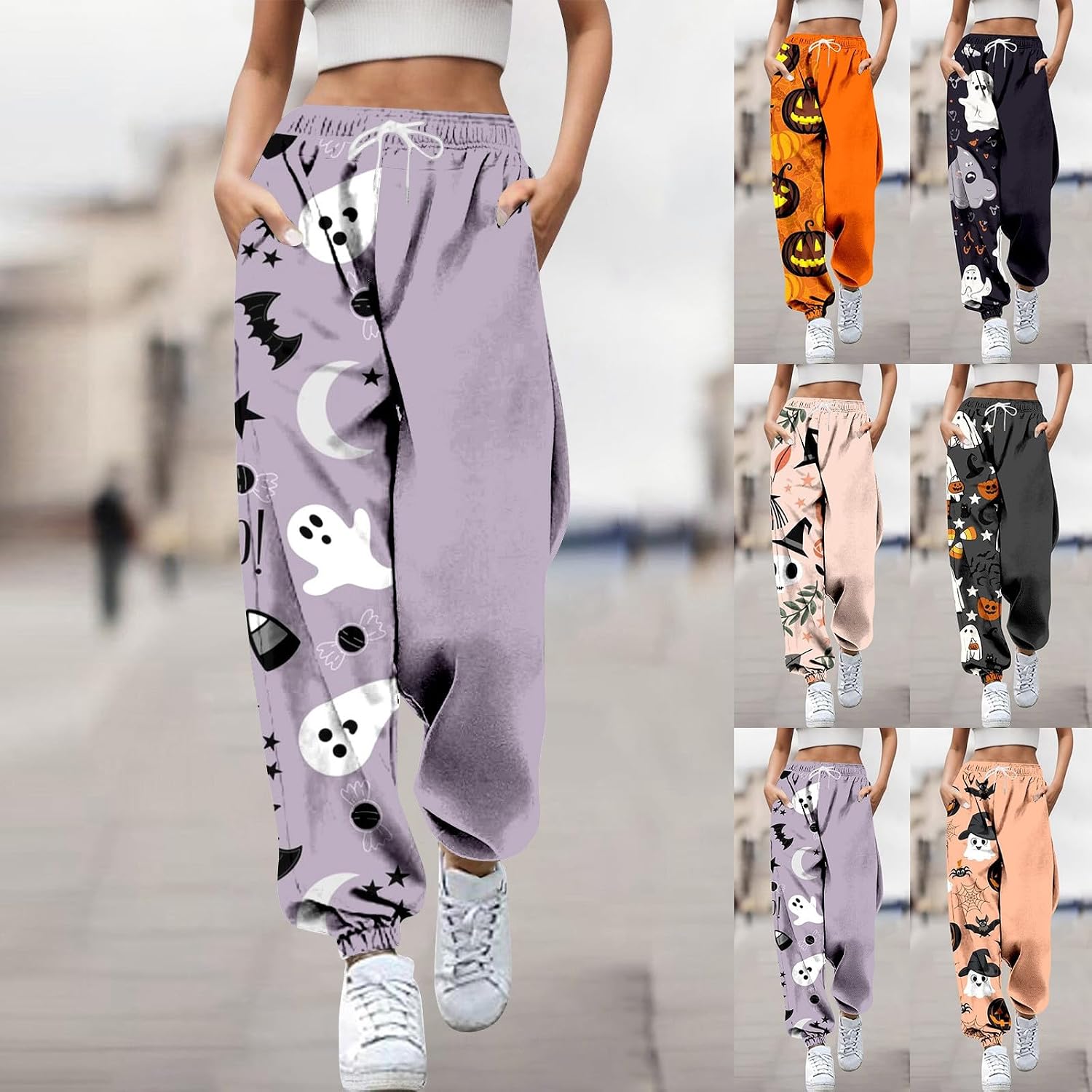 Pantalones De Chándal De Halloween Para Mujer - Estampado Esqueleto, Cómodos Y Holgados