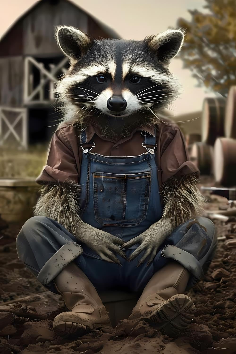 CUEAEAD DIY Raccoon Diamond Painting, The Raccoon Worker Paint by Numbers for Beginners, Full Round Diamond Art Kits for Room Decor & Living Room Decor (20x30 inch)