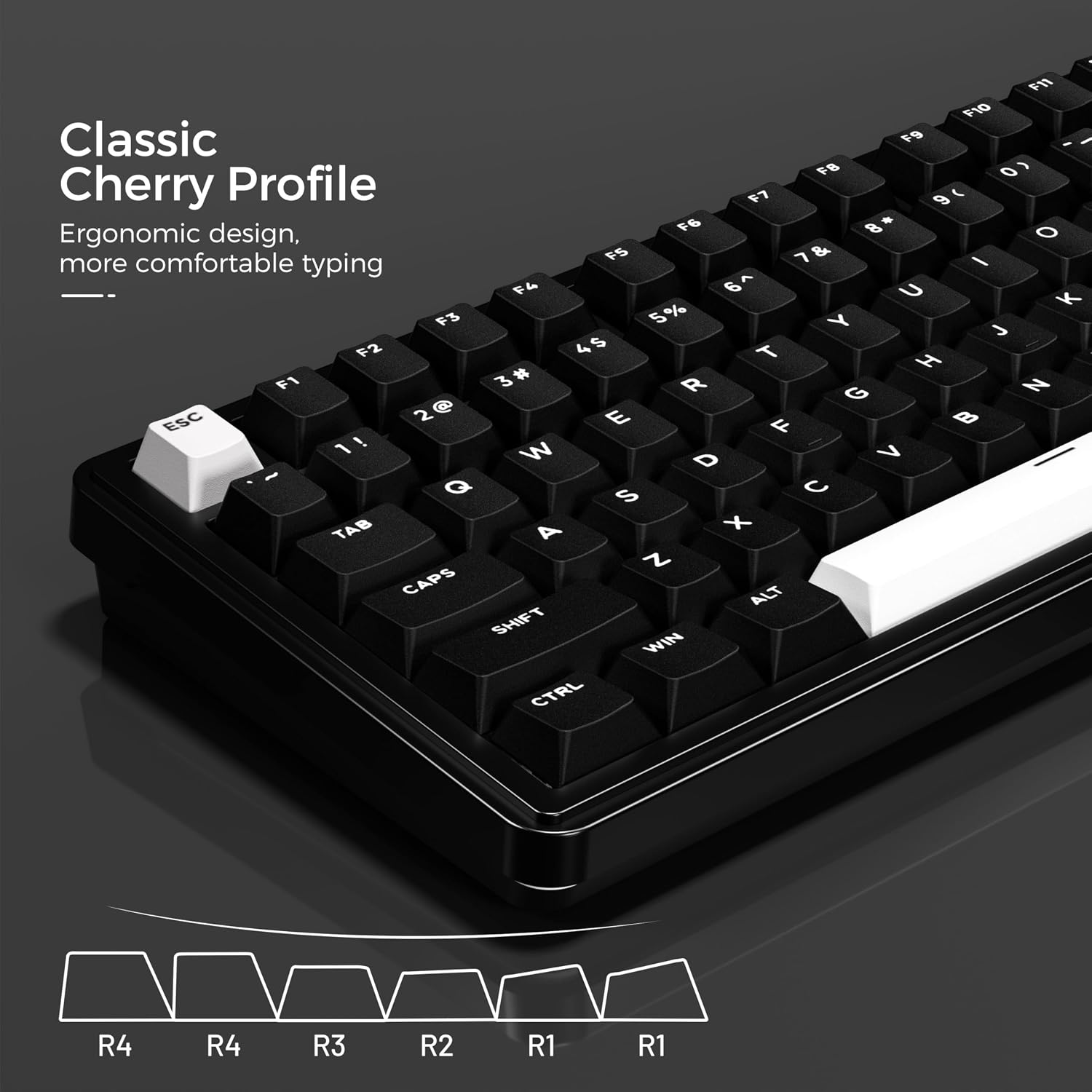 HITIME XVX WOB Double Shot PBT Keycaps Set 138 Keys, Cherry Profile Custom Keycap 60 65 75 100 Percent for 61/64/68/84/87/100/104/108 Mechanical Gaming Keyboard, Black