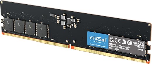 Crucial RAM 16GB DDR5 4800MHz CL40 Desktop Memory CT16G48C40U5 Black