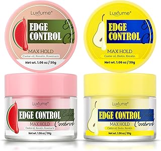 Edge Control Gel 2-Pack,Strong Hold, Shine & Styling, No Residue, Non-Greasy Formula for Smooth Edges, All Hair Types-Watermelon & Pear Scented (2x1.06oz)