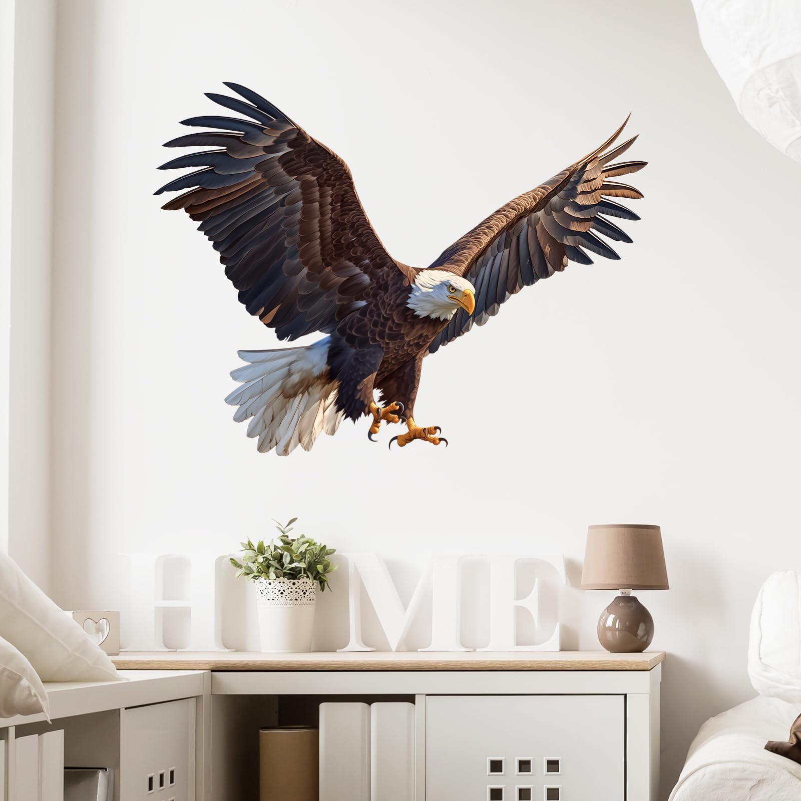 RoyoLam Lifelike Bald Eagle Wall Decal Nursery Bird Animal Wall Sticker Removable Peel and Stick Wall Art Decor for Kid Baby Classroom Preschool
