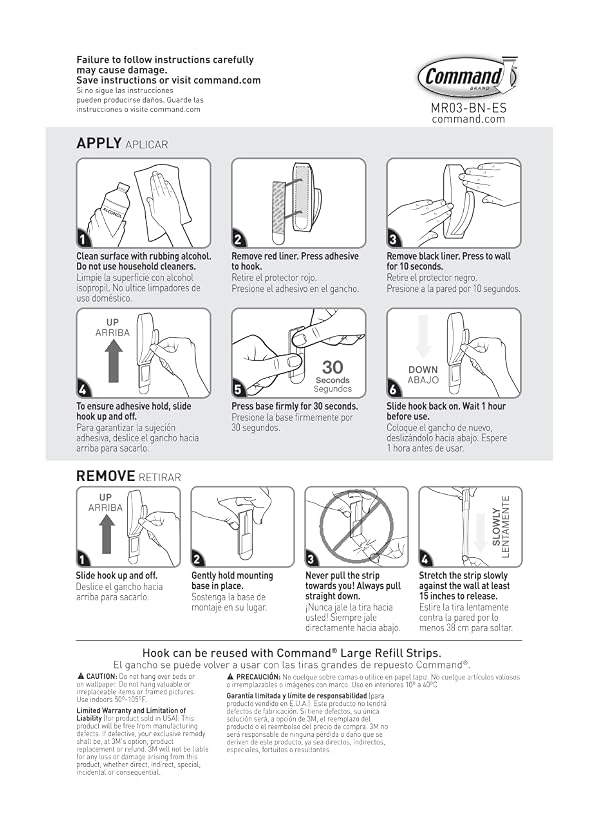 Command Large Modern Reflections Metal Hook, Brushed Nickel, 1-Hook, 2-Strips, Decorate Damage-Free by Command - Image 8