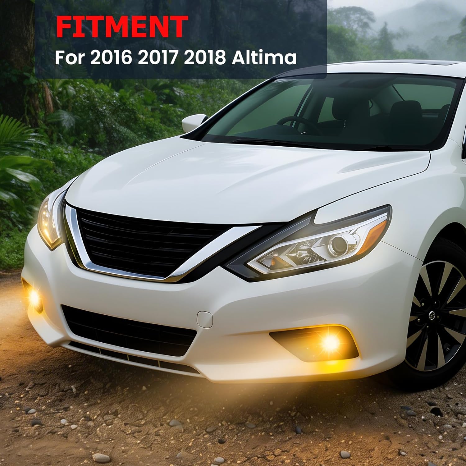 Boxlight Fog Lights Assembly Compatible with 2016 2017 2018 Altima Halogen Front Bumper Driving Fog Lamps Clear Lens