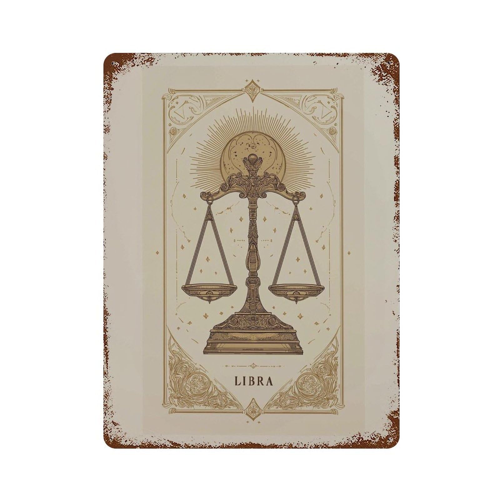 xiaoxiaoshen Libra Zodiac Astrology Balance Scales Celestial Horoscope Mystic Lovers Wall Decor Art Metal Tin Poster Modern Home Decor Art Home Bar Shop Decorations Vintage Sign 40x30cm