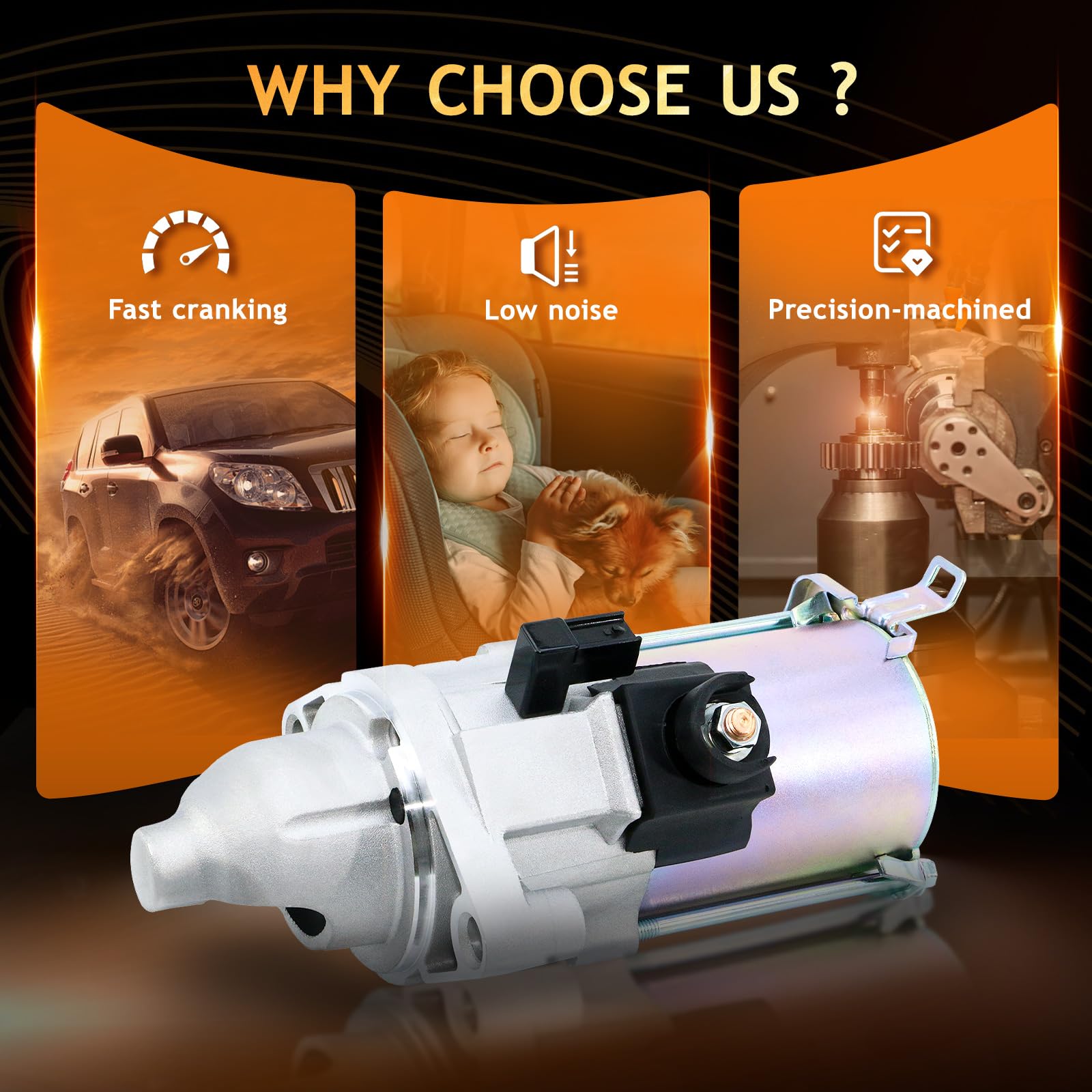 Starter Motor New For 2006-2008 Honda Accord 2.4L & Element, 2006-2011 Civic 2.0L, Acura Honda Starter Motor - Foto 3