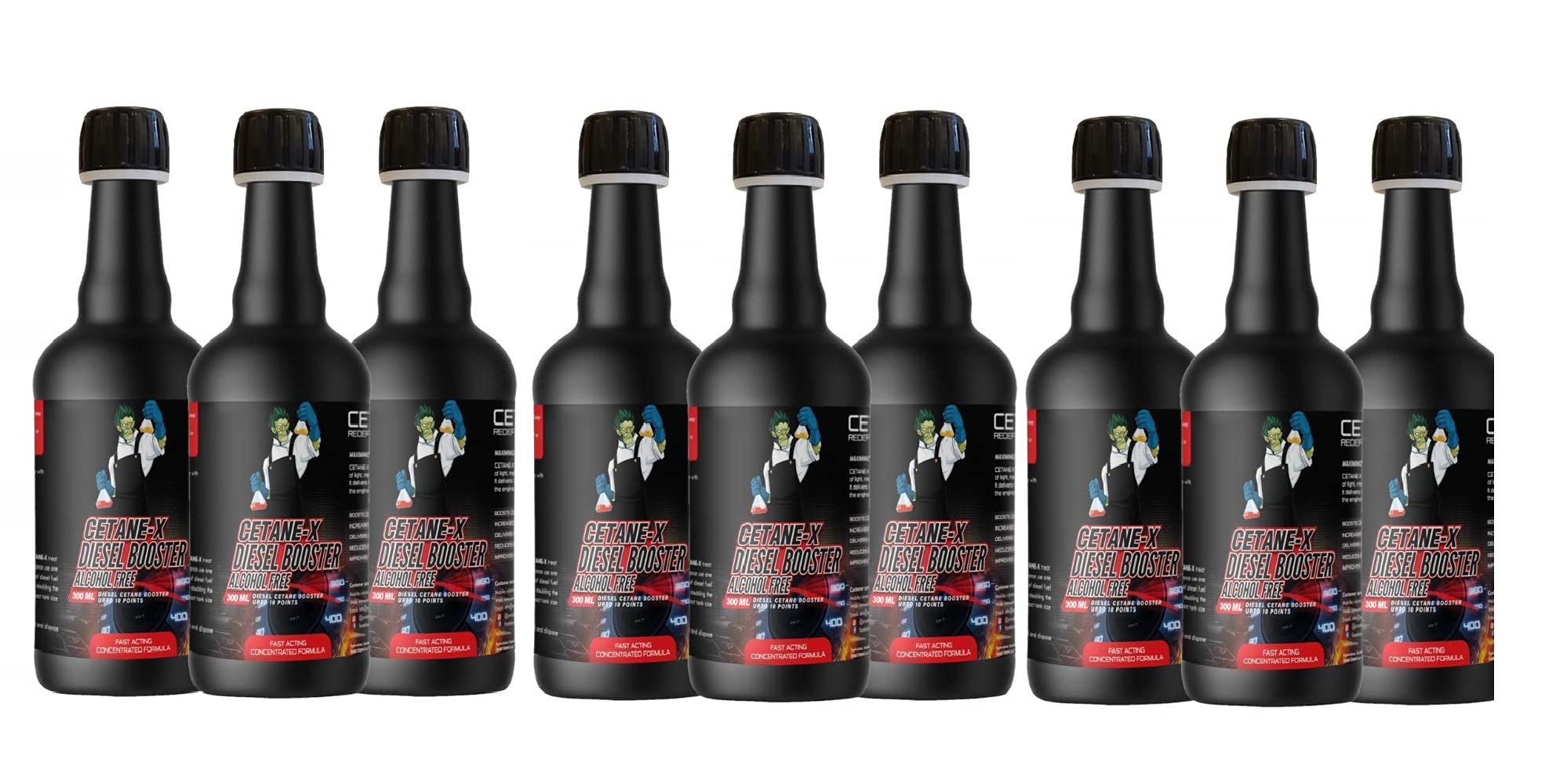 CETANE-X Cetane Booster for All Diesel Cars - Clean Fuel System, Reduce Emission & Black Smoke, Improve Fuel Economy and Pickup (300 ml, Pack of 9)