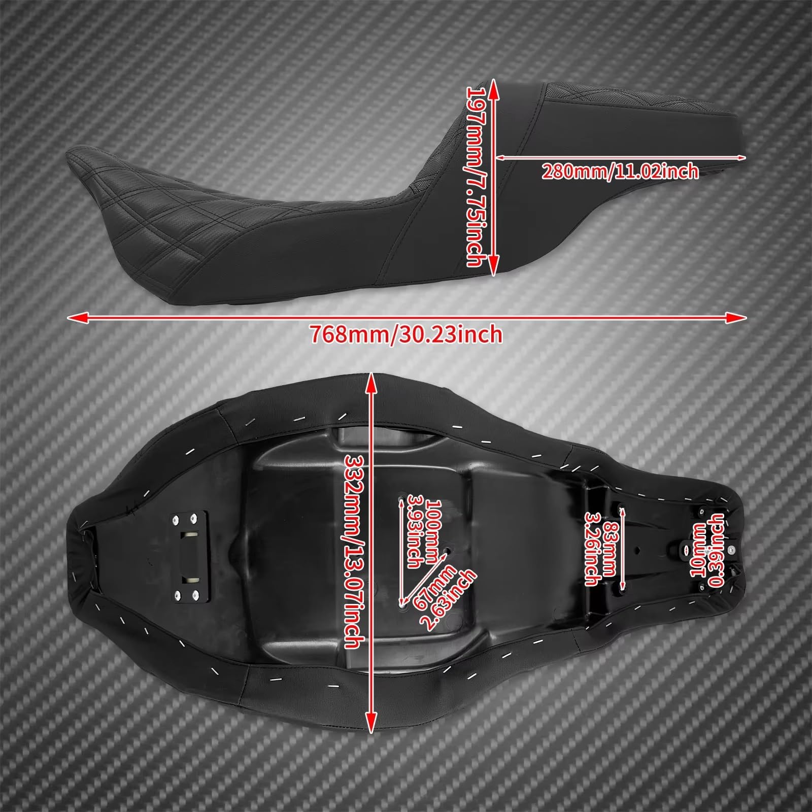 Sitzkissen Motorrad Fahrer Beifahrersitz Reiter Sattel Sozius Kompatibel Mit Touring Für Electra Für Street Glide Road King FLTRX 2009-25