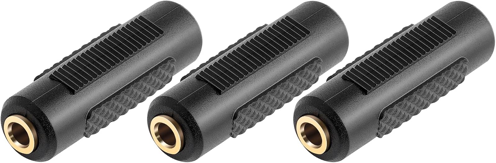3.5mm Stereo Jack to 3.5mm Stereo Jack Adapter Connectors Stereo Coupler Female to Female Gold Plated (Pack of 3)