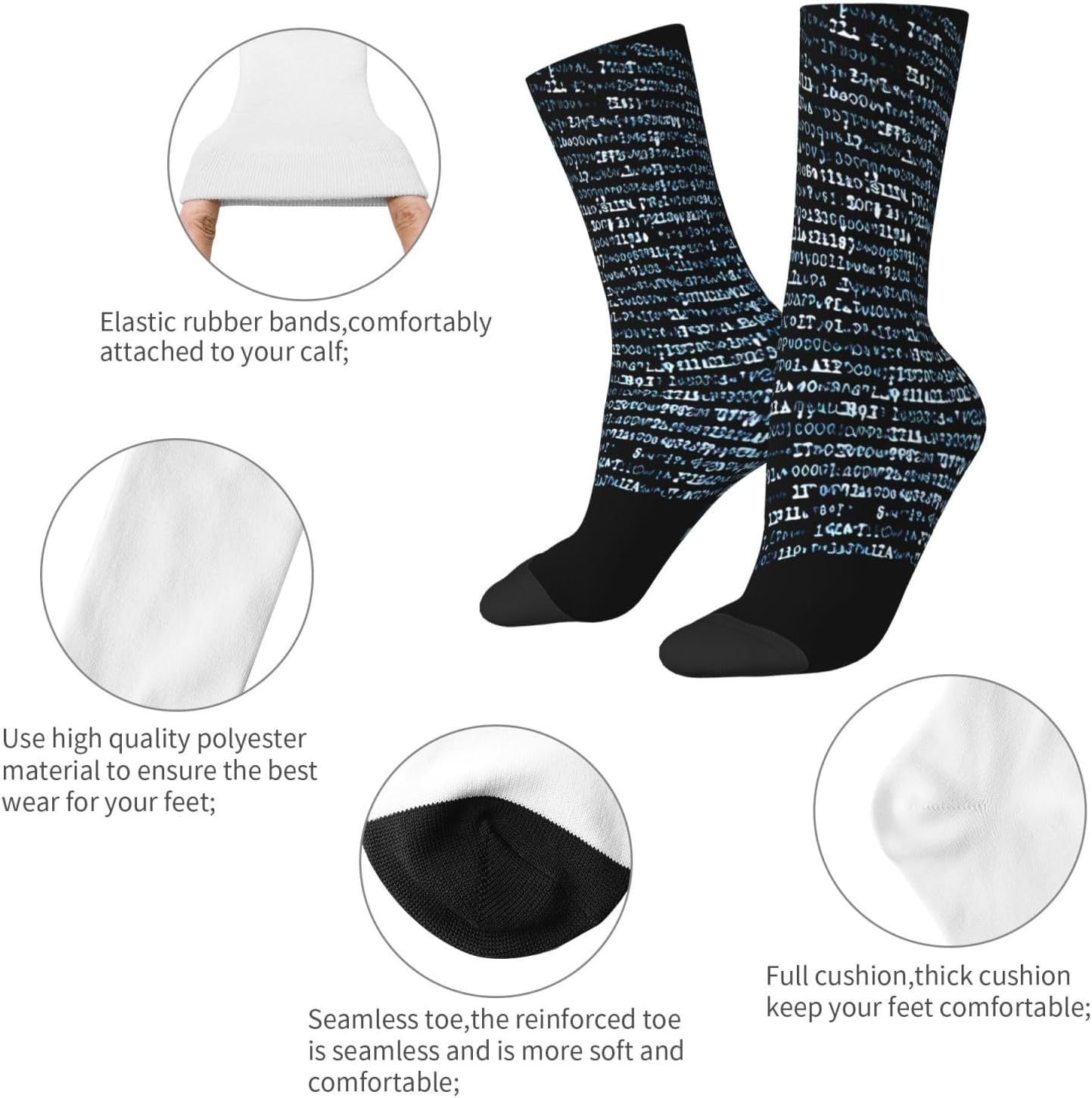 Programmer Programming Code Crew Socks for Men Women Moisture Wicking Cushion Athletic Sock Casual Novelty Socks Gift