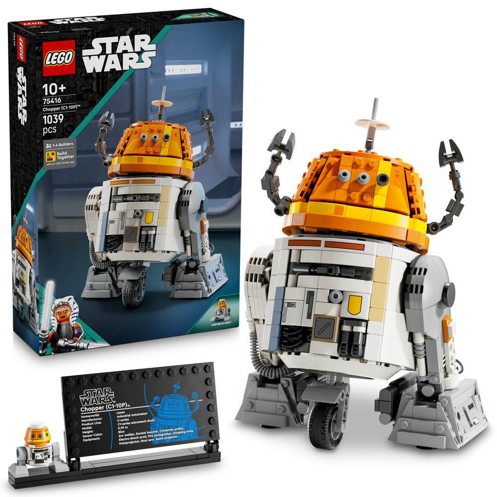 LEGO Star Wars Droid astromechaniczny Chopper (C1-10P), zabawka dla dziecka do zbudowania, zestaw konstrukcyjny dla 10-latka z figurką, pomysł na prezent dla chłopca, dziewczynki, całej rodziny 75416