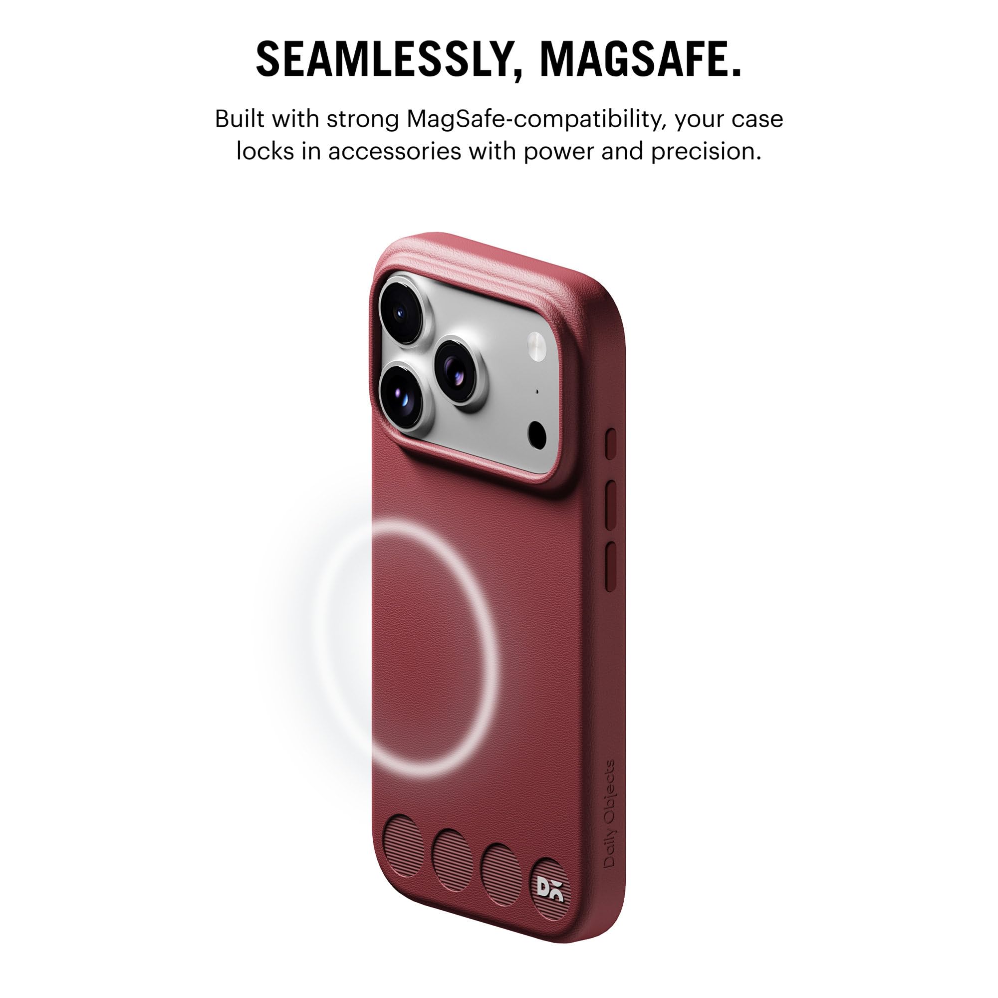DailyObjects iPhone 17 Pro Max Stack Leatherette Case Cover | Compatible with MagSafe | Camera & Body Protection | Scratch Proof | Dual Hybrid Protection | Wireless Charging - Dahlia Red — Amazon image 2
