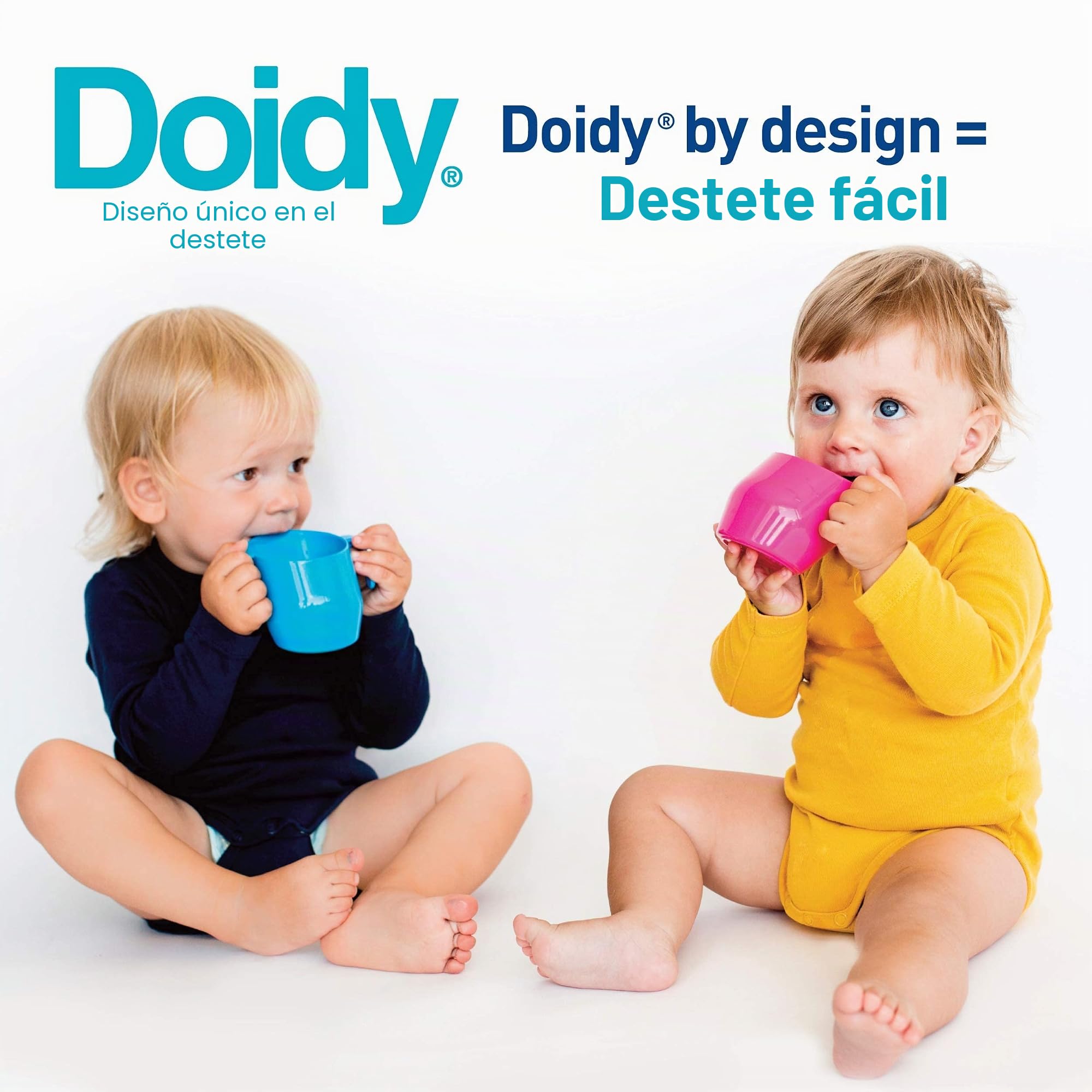 Doidy Cup Tacitas de aprendizaje abiertas para nenes y bebés – Diseño oblicuo único - Vaso para bebé de dos asas – Taza genial para el destete para leche, agua y zumos Uso desde 3-6 meses hasta niños (Naranja)