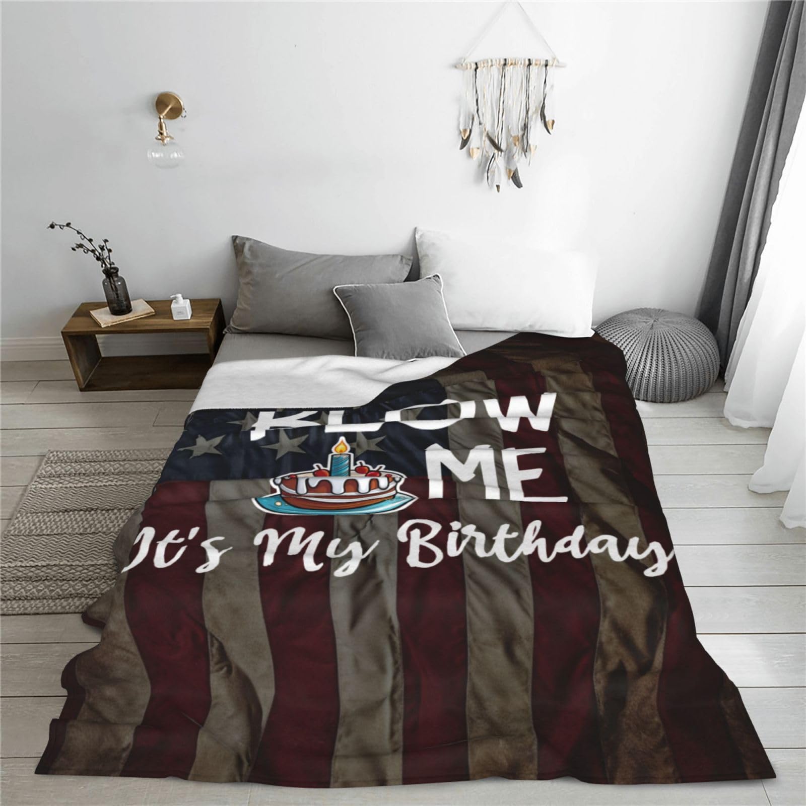 Amazon.com: Blow Me It's My Birthday Throw Blanket Soft Flannel Lightweight  Cozy 50x60 Inches for Sofa Bed Couch : Home & Kitchen