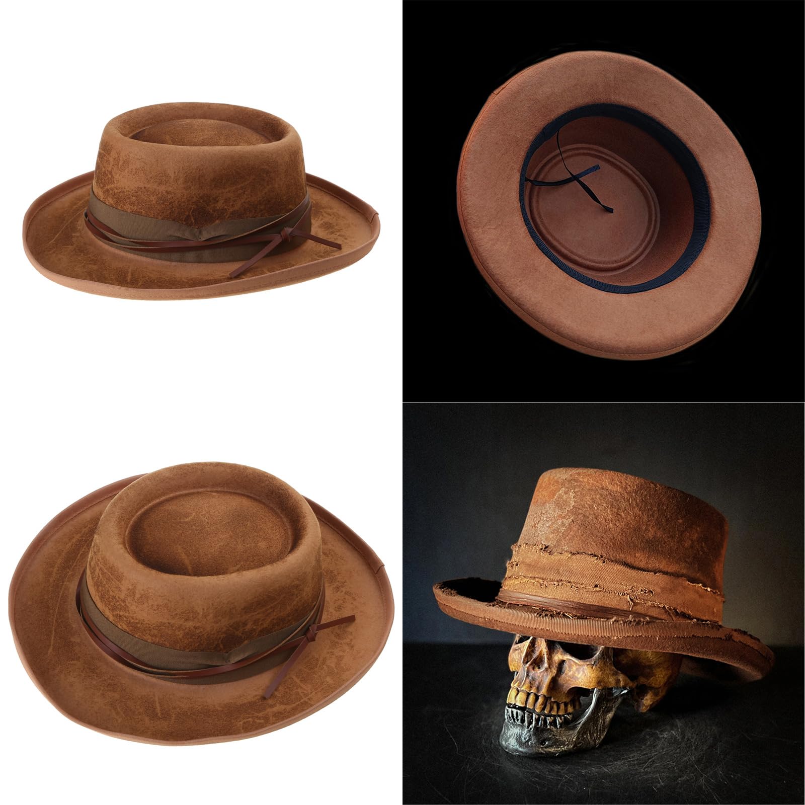 Sombrero Fedoras de moda para mujeres y hombres con cinturón, sombrero de panamá, sombrero de magos, sombrero de lana, disfraz de juego de rol, sombrero de disfraz para adultos