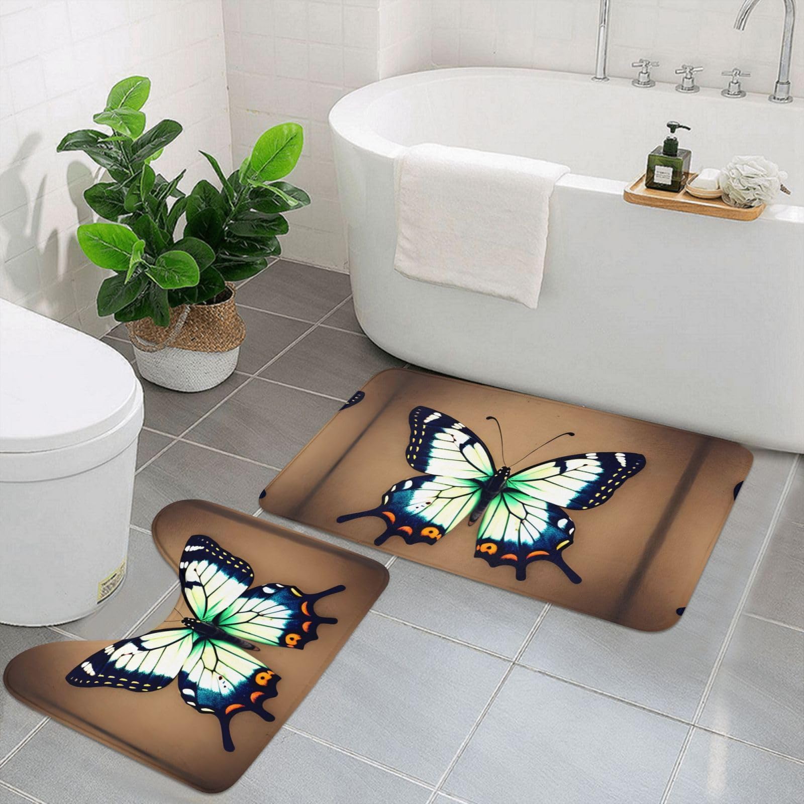 EKSED Juego De 3 Alfombrillas De Baño De Microfibra,Textura De