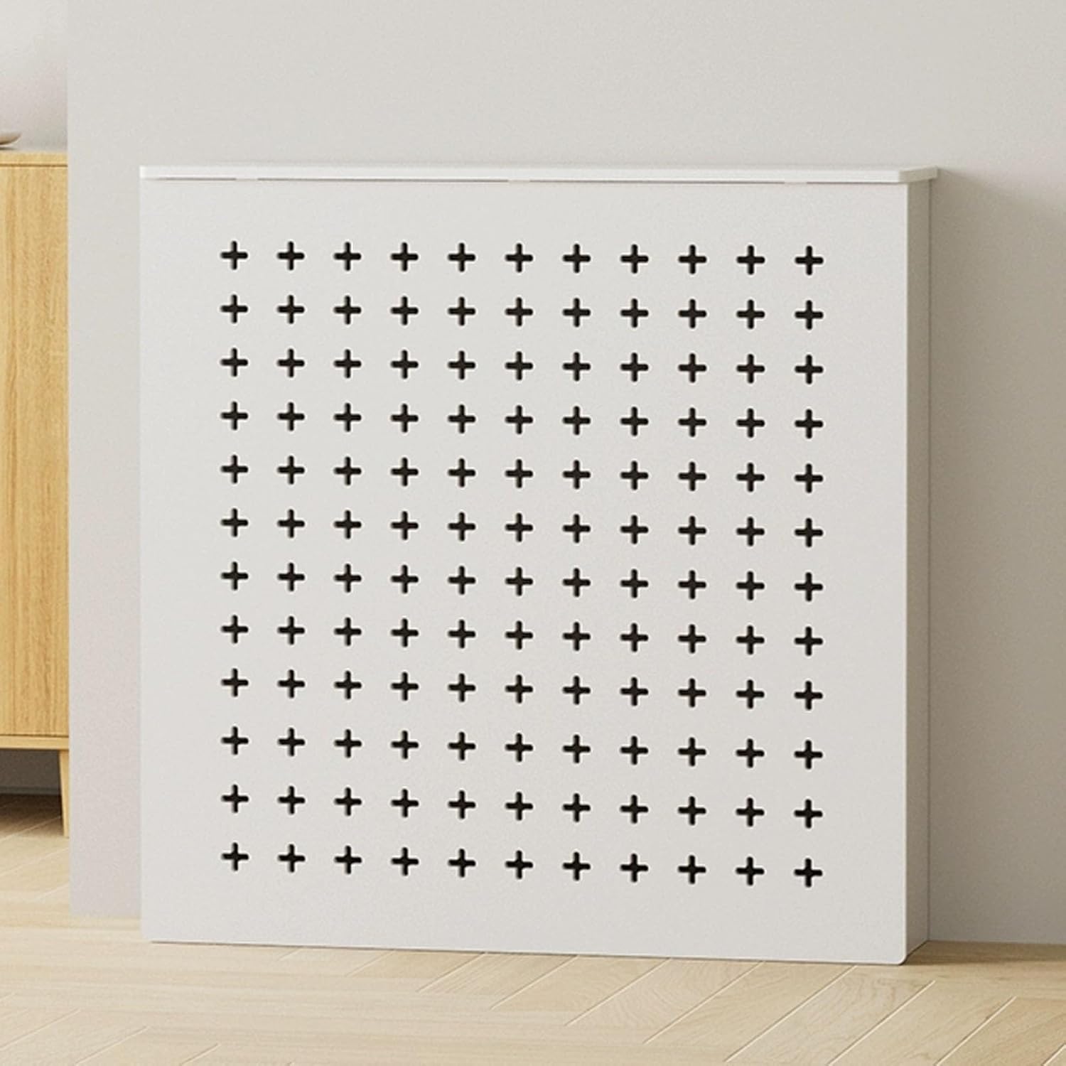 JKGHK Vented Safety Steam Radiator Cover, White Heating Cabinet Shelf for Home, Radiator Shelf Cabinet for Household Decorative with Top Storage, for Bedroom, Hallway(24x24x6in/60x60x15cm)