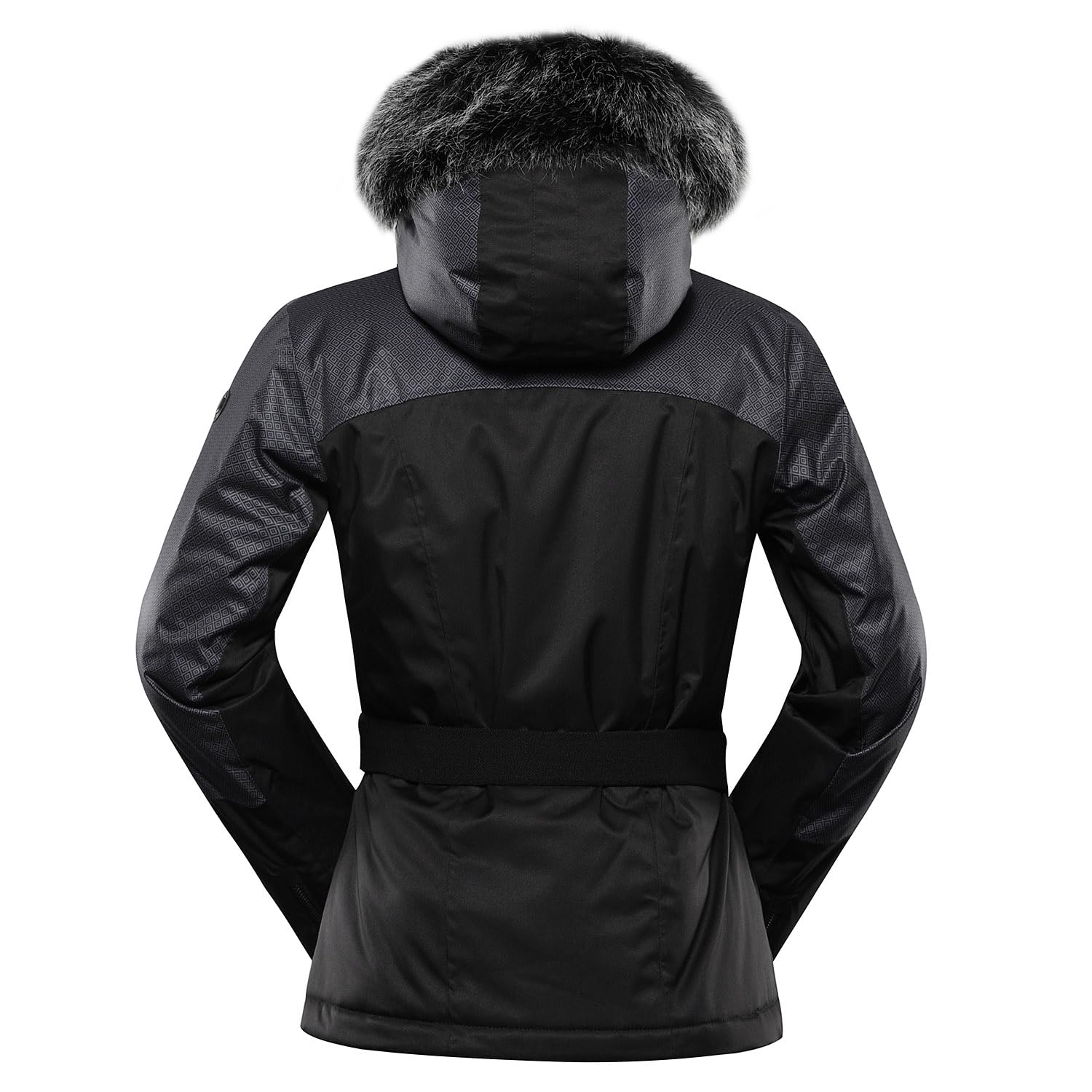 Alpine Pro OLADA - Giacca da sci da donna alla moda con cappuccio, giacca da snowboard elasticizzata con pelliccia, giacca invernale con paraneve e giacca da trekking, giacca da montagna, impermeabile