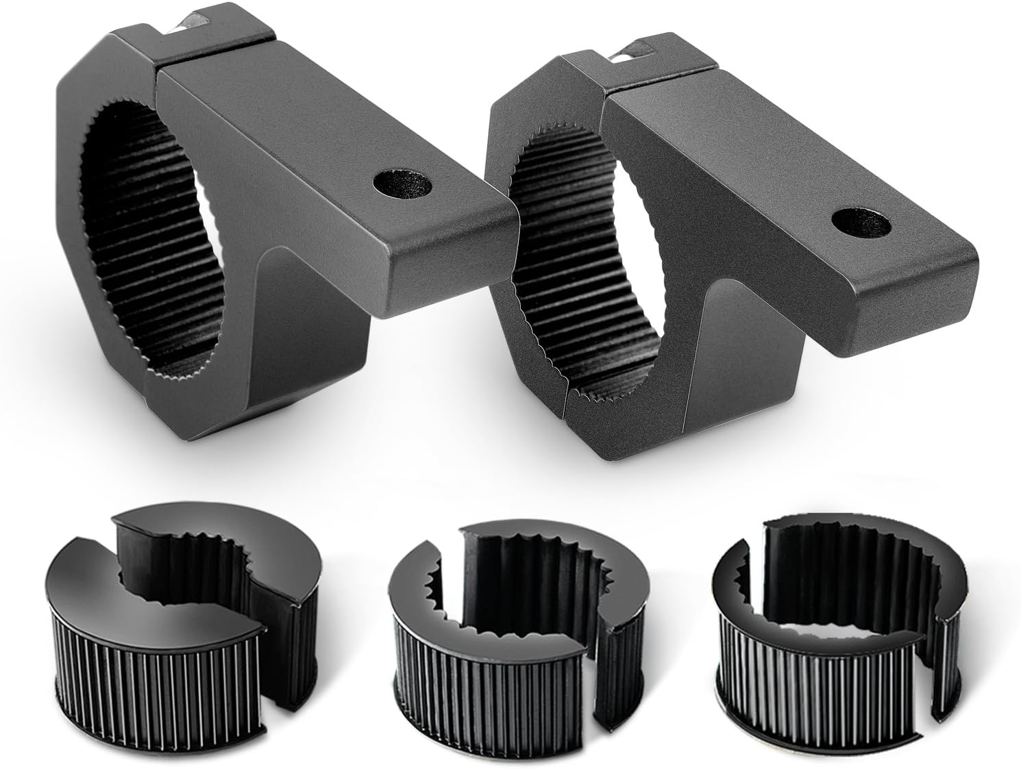 Nilight 90020B 2 Pack Mounting Bracket Kit LED Off Road Light Horizontal Bar Tube Clamp Roof Roll Cage Holder, Black