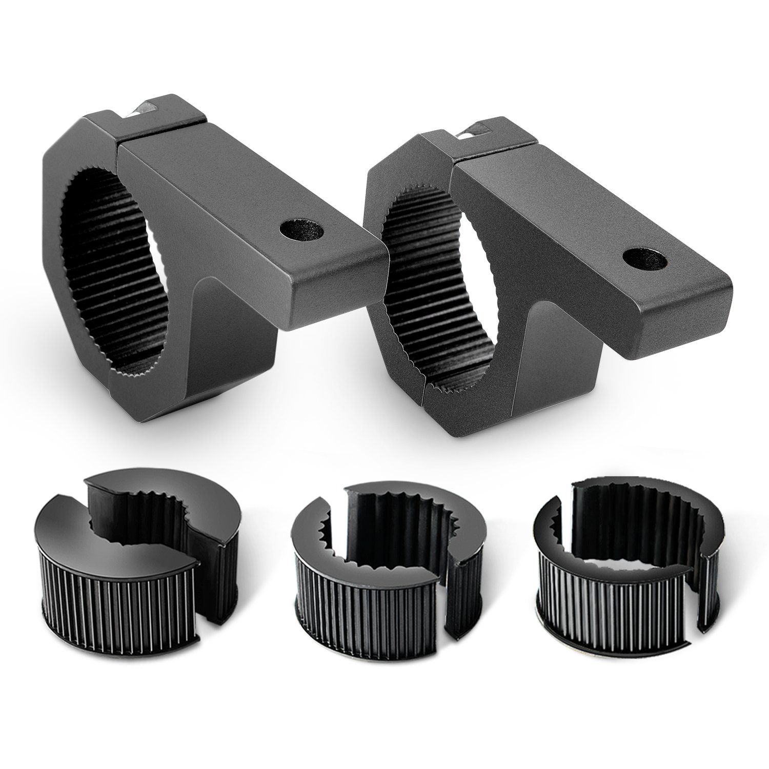 Nilight90020B 2 Pack Mounting Bracket Kit LED Off Road Light Horizontal Bar Tube Clamp Roof Roll Cage Holder, 2 Years Warranty,Black