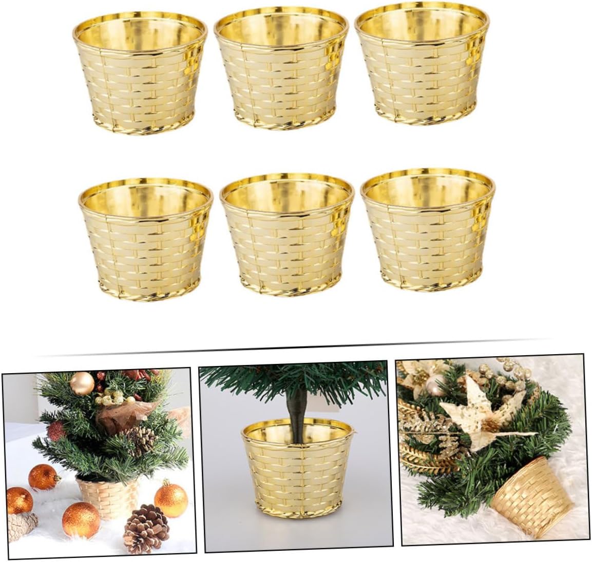Cabilock 6pcs Christmas Tree Stand Desktop Base for Artificial Trees Stable and Easy to Install for Holiday Decor and Arranging Xmas Scenes