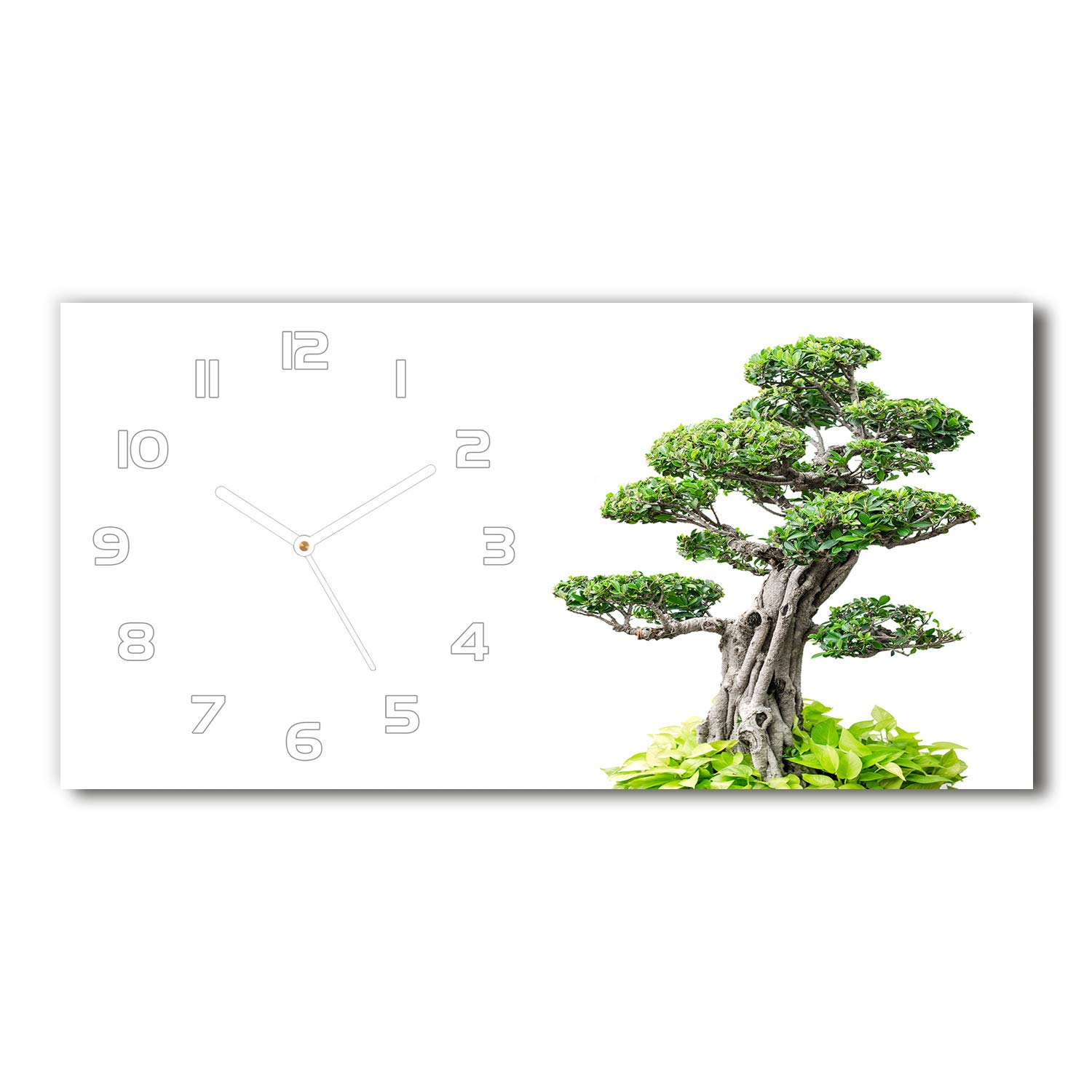 Horloge en verre de sécurité blanc imprimé bonsai Tulup