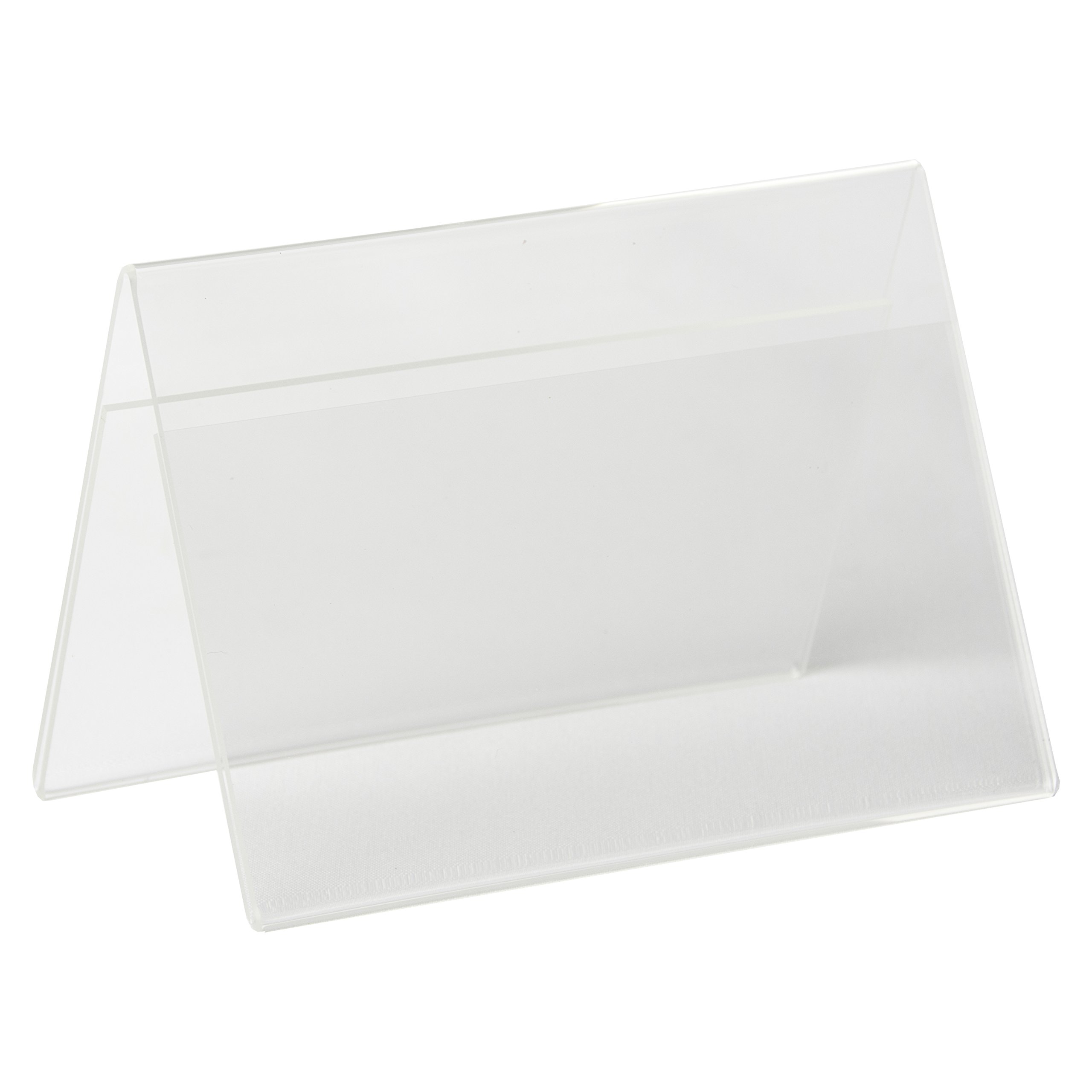 Leoyoubei Soporte de acrílico para letreros de 4 x 6 pulgadas, marco de fotos transparente, álbum abatible horizontal de pie, soportes de menú de escritorio inclinados hacia atrás, clip de fotos