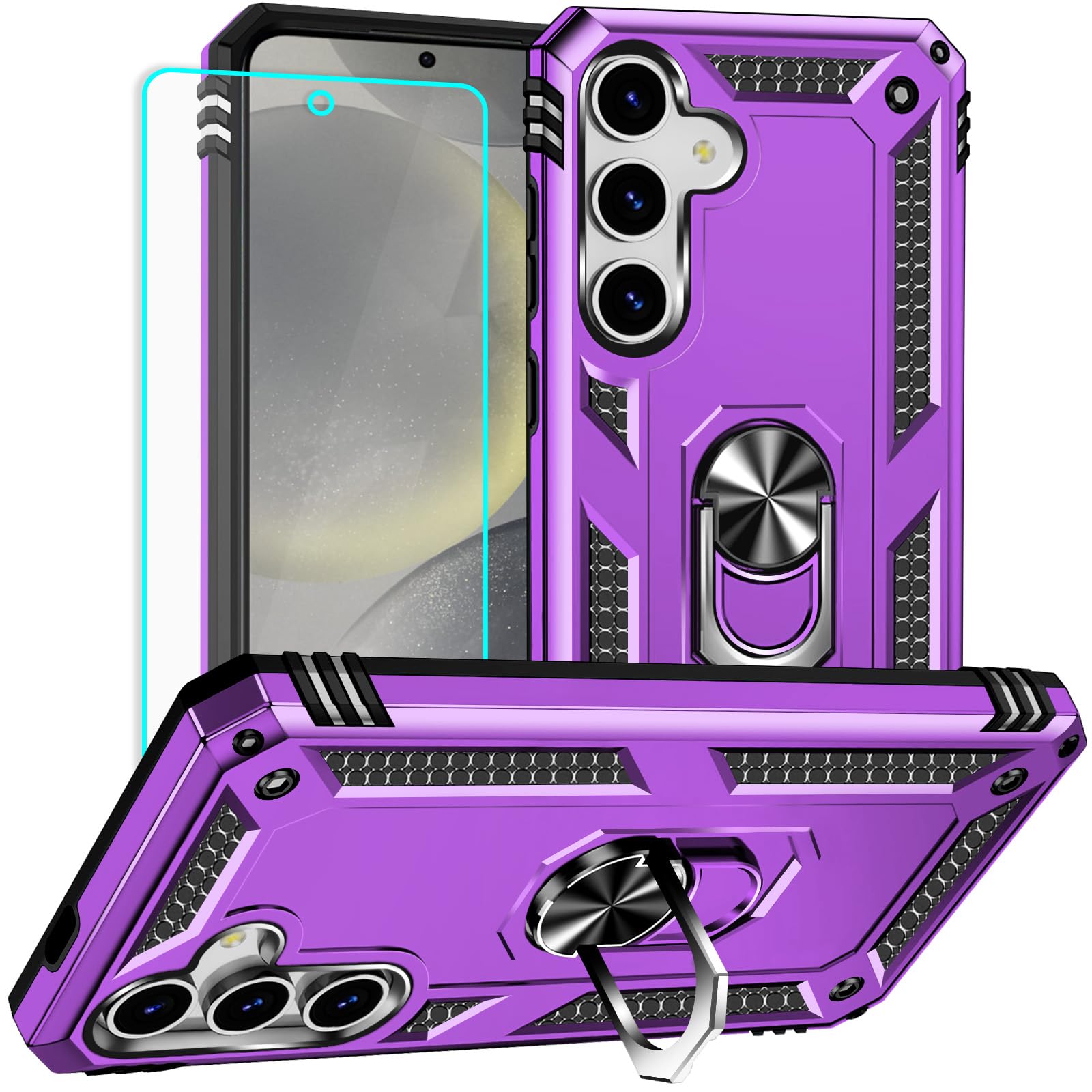 Coque Samsung S25 violette Yiakeng avec protège-écran et support