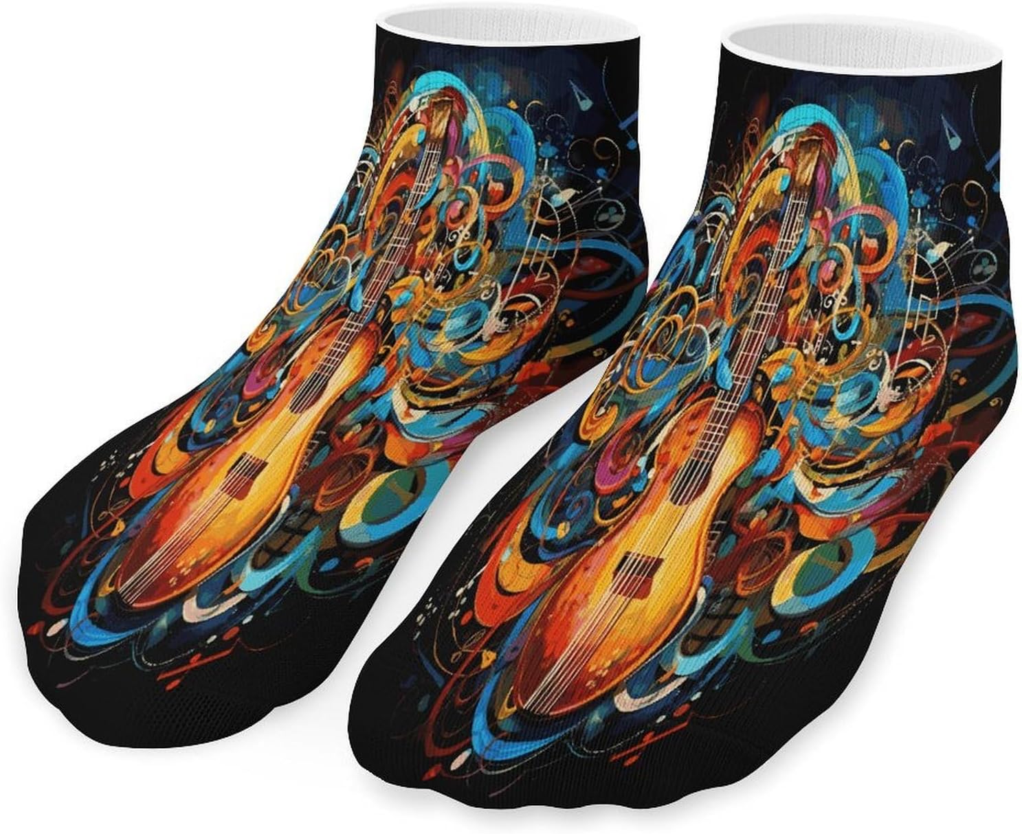 Music Series Ankle Socks for Men Women 5 Pairs | Comfortable Casual Low Cut Socks, Lightweight No Show Breathable Athletic Socks, Soft Mini Crew Socks for All Seasons