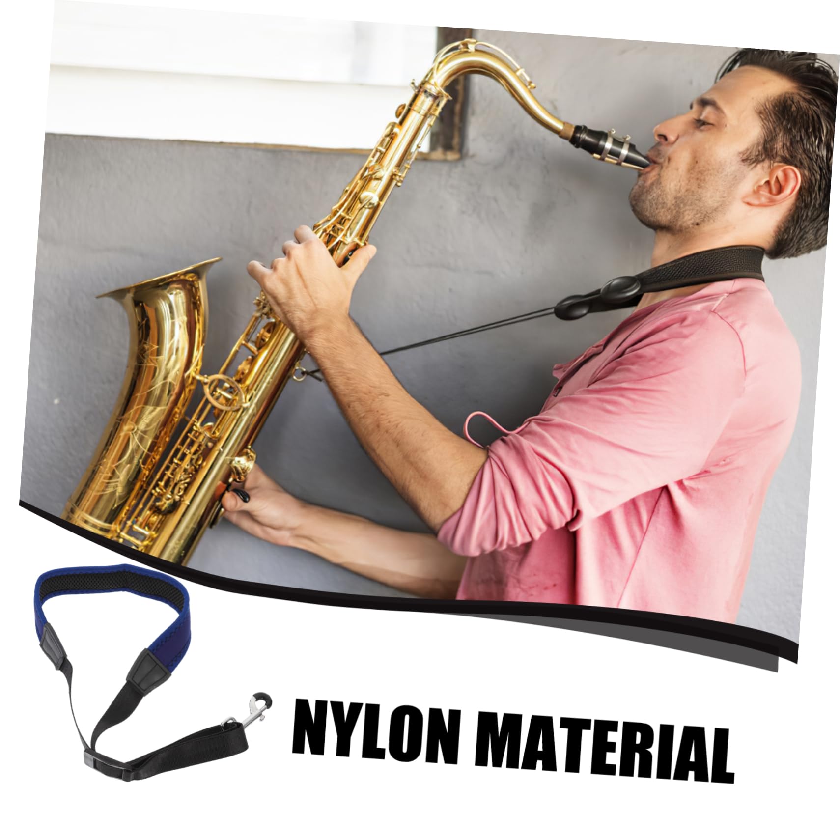 CIMAXIC Adjustable Saxophone Neck Strap Padded Shoulder Harness with Hooks for and Tenor Saxophones Comfortable and Durable Sax Belt