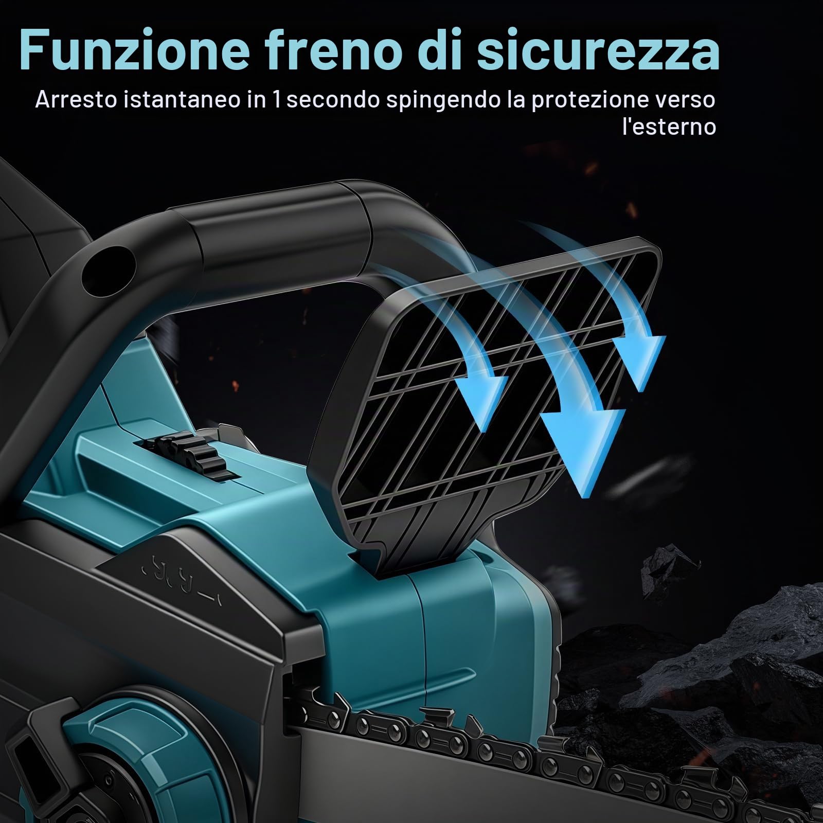Sega a catena a batteria da 16 pollici con guida da 40 cm, sega elettrica per batteria Makita da 18 V, motore senza spazzole da 1600 W, tensione della catena senza attrezzi e oliazione automatica