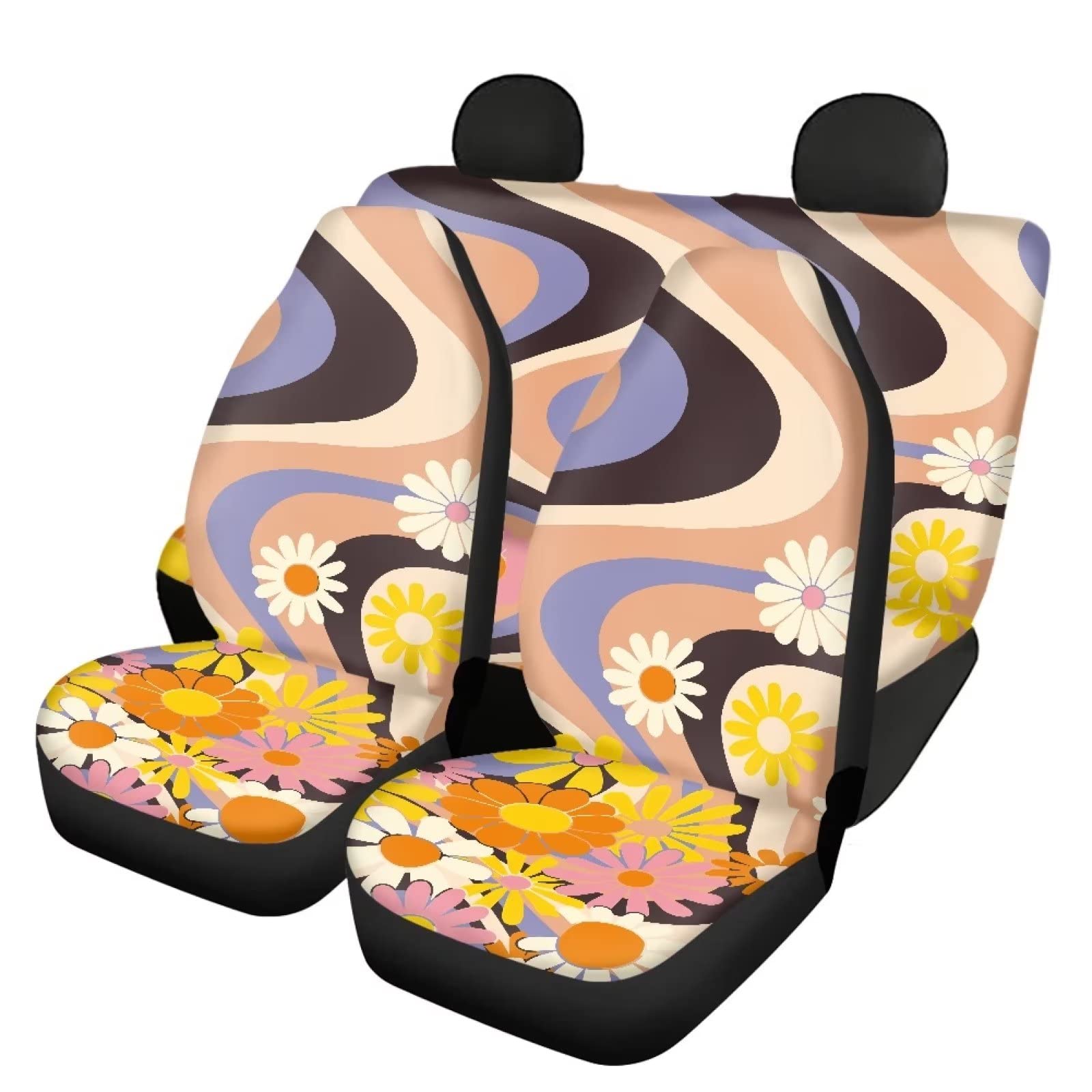 Modysero Flower Print Car Seat Cover Full Set Novelty Soft Elastic All Season Automotive Seat Cover for Women Universal Auto Seat Cover Accessories Fit Most Cars Vehicles