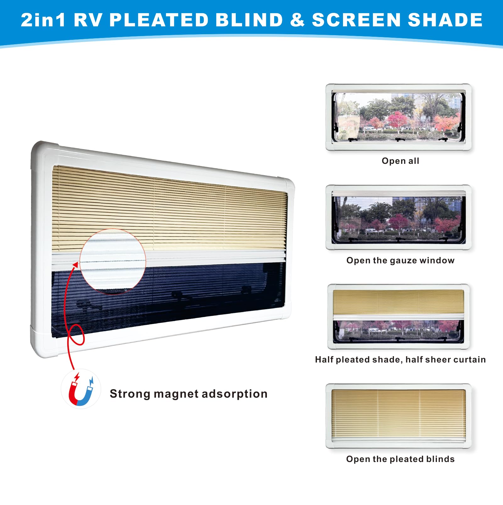 Snapklik.com : RV Window Shade, Aluminum Frame RV Blinds Shades For ...