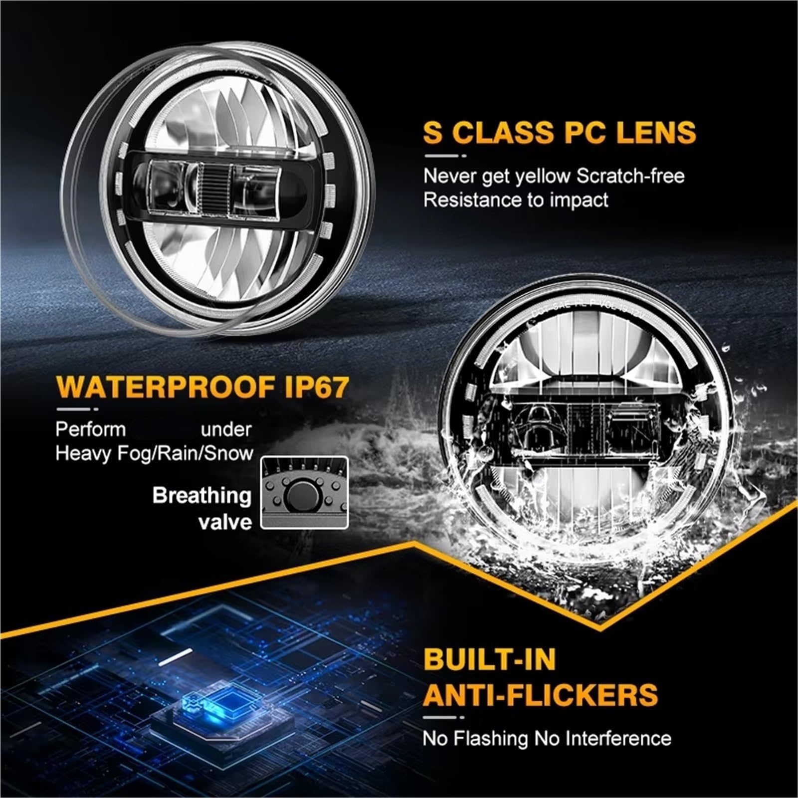 Faro Per Lada 4x4 Per Urbano Per Niva | Faro Rotondo A LED Per Auto Da 7 Pollici DRL Fascio Hi/Lo 90W Anello Halo Ambra Occhio Di Angelo(1 Piece Silver)