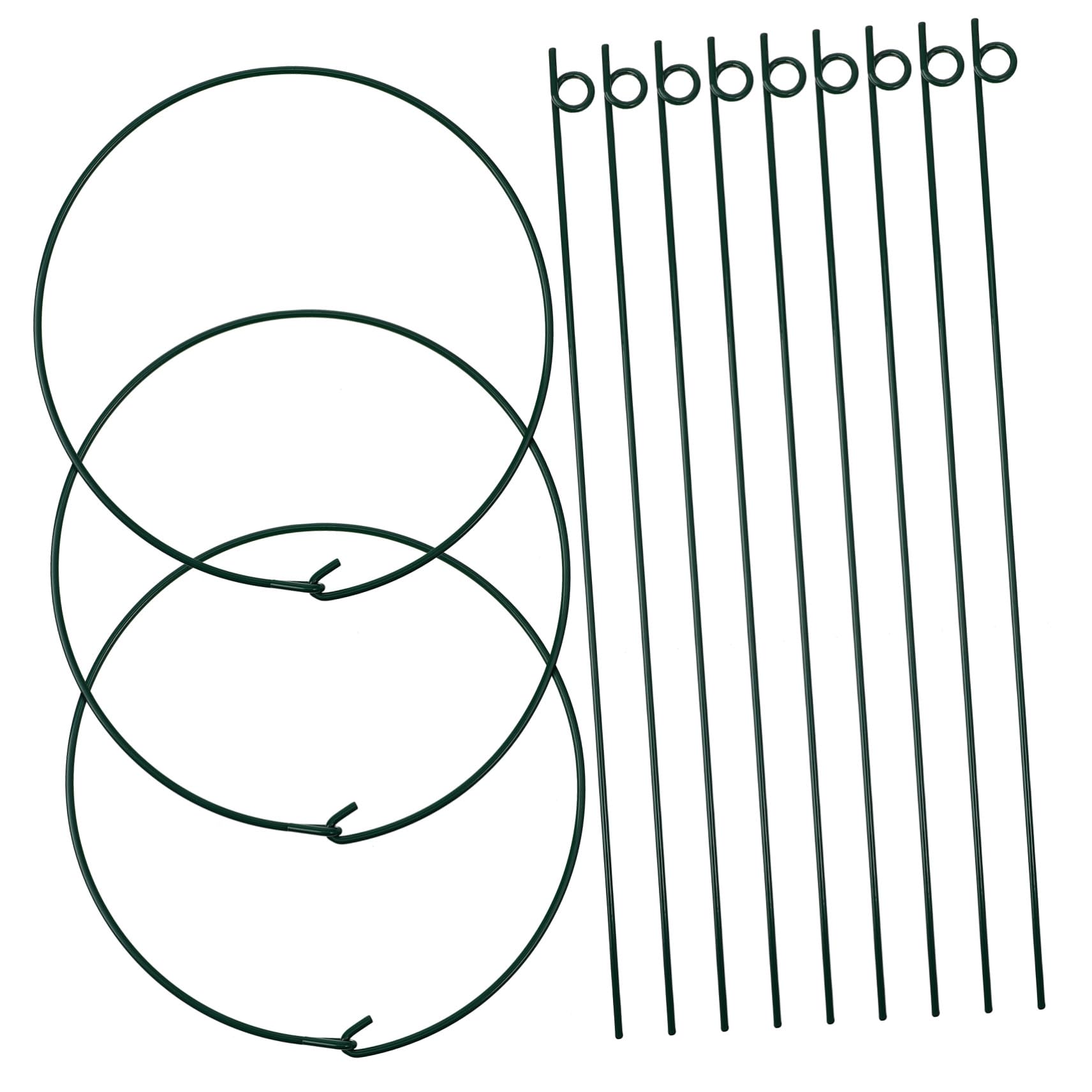 Lurrose Lot De 3 Tuteurs pour Plantes Grimpantes en Métal Vert 25/40 Cm Support Extérieur Jardin Structure Ouverte Solide