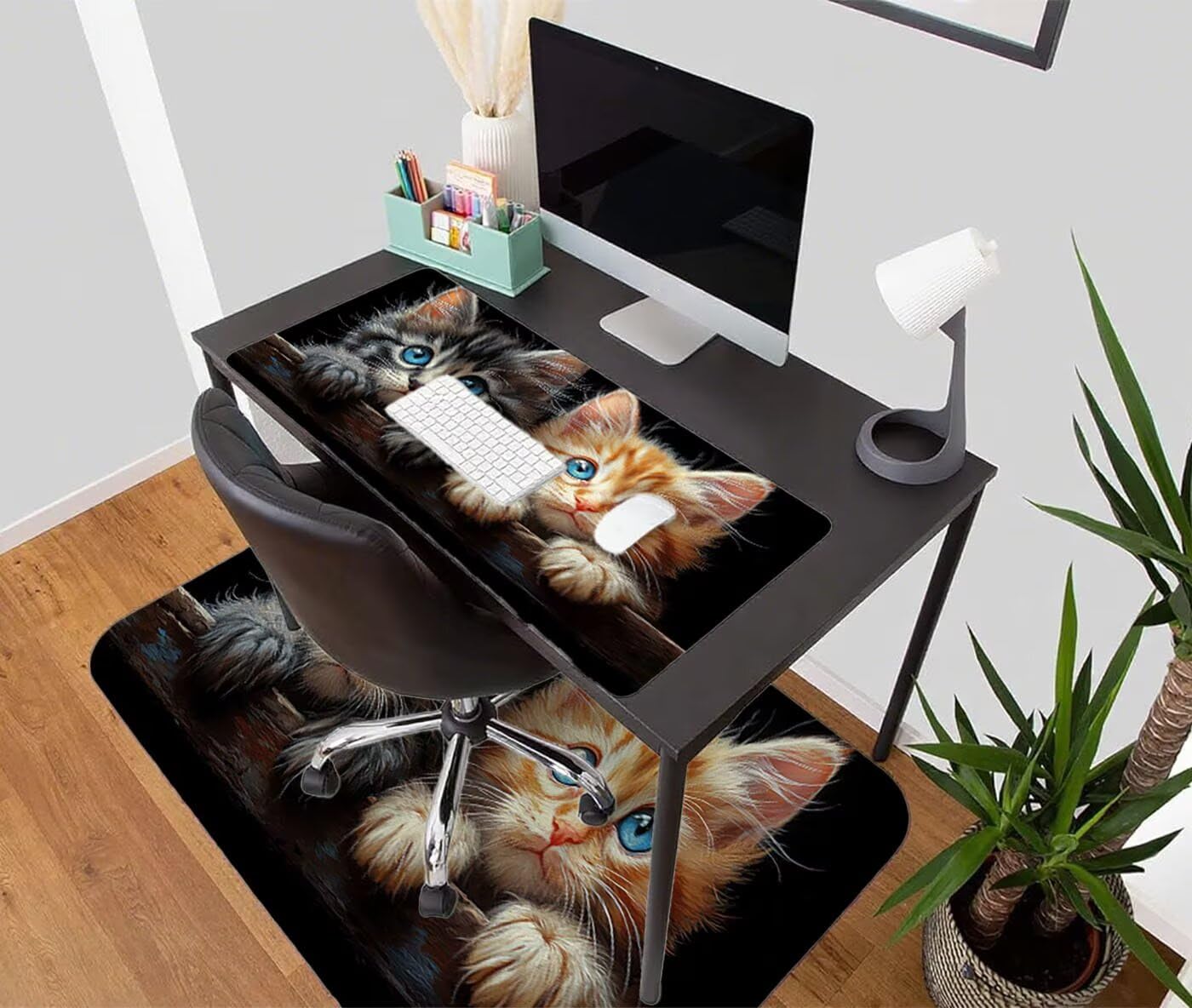Duża podkładka pod mysz dla graczy XXL 1200 x 400 mm, podkładka pod mysz, kot pod ręką zwierzę antypoślizgowa wodoodporna podkładka pod mysz z krawędziami do pracy, gier, biura, dekoracji domu
